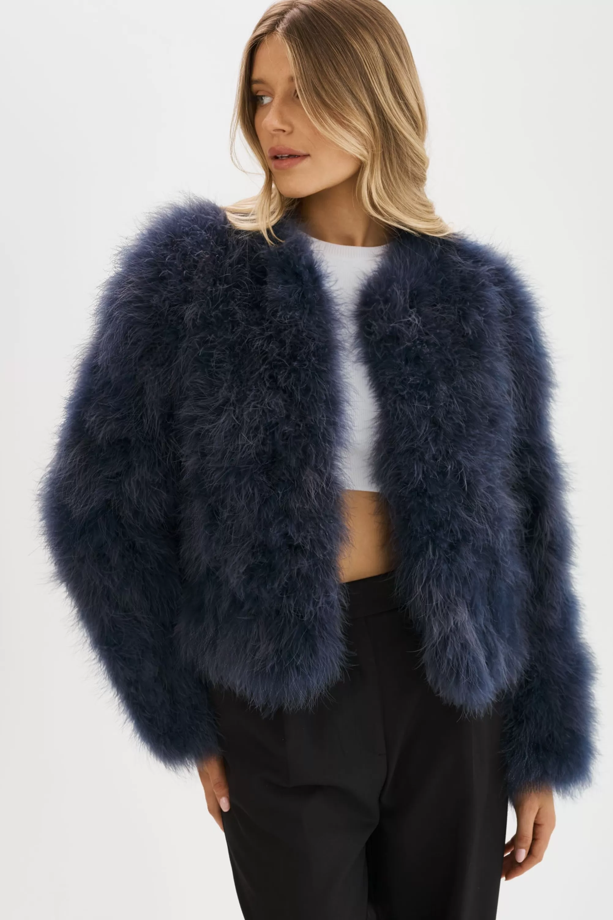 Discount LAMARQUE DEORA | Feather Jacket MIDNIGHT BLUE