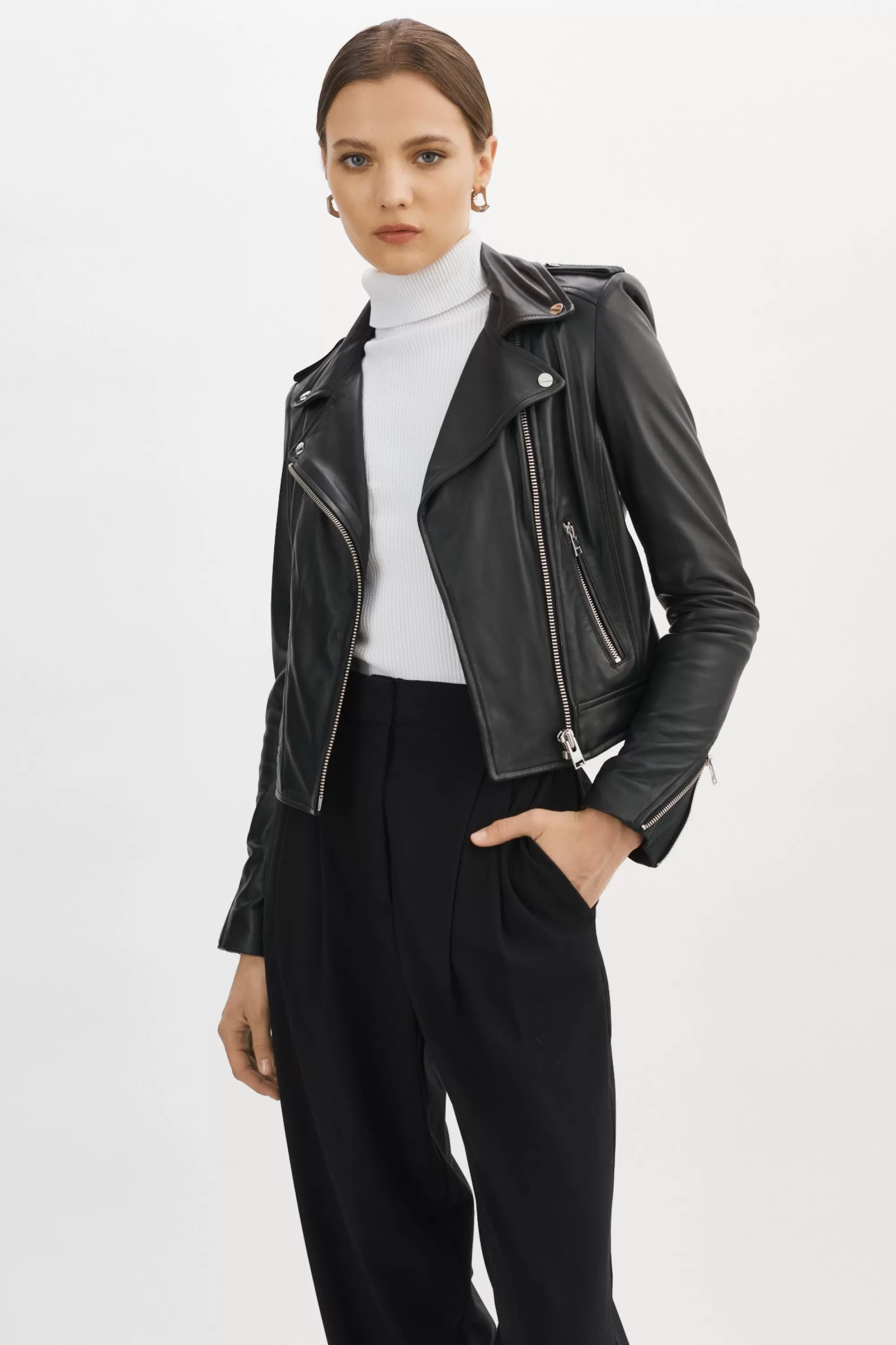 New LAMARQUE DONNA | Iconic Leather Biker Jacket Black