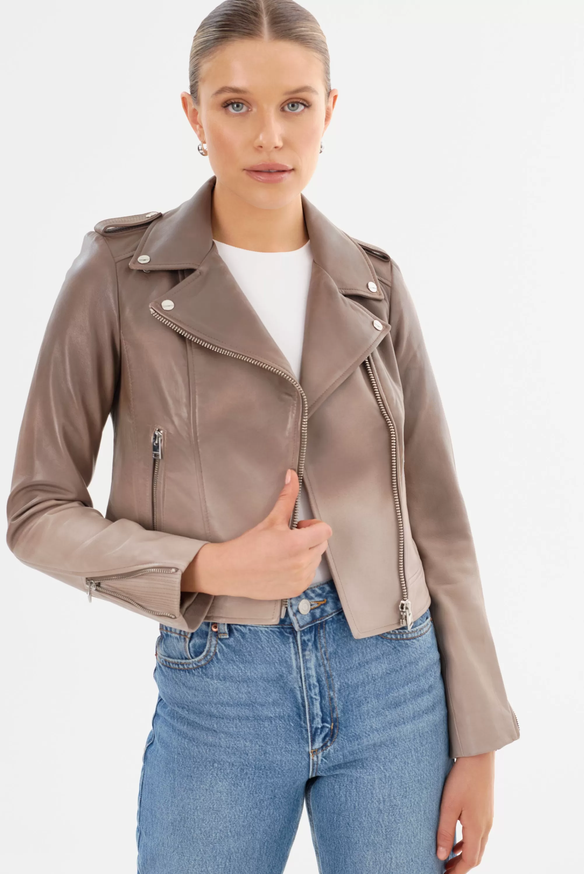 Flash Sale LAMARQUE DONNA | Iconic Leather Biker Jacket Desert Gradient