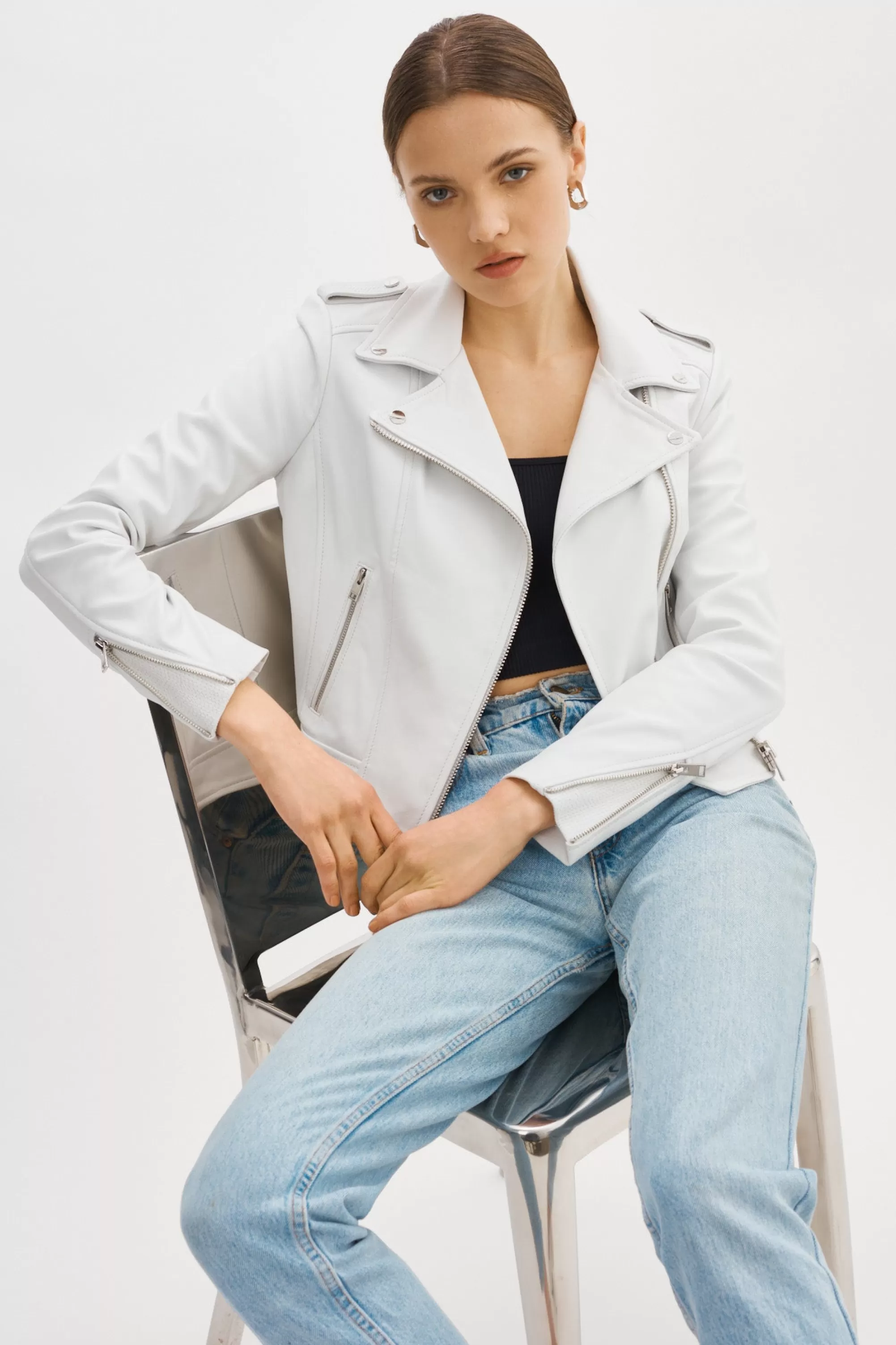 Best Sale LAMARQUE DONNA | Iconic Leather Biker Jacket White