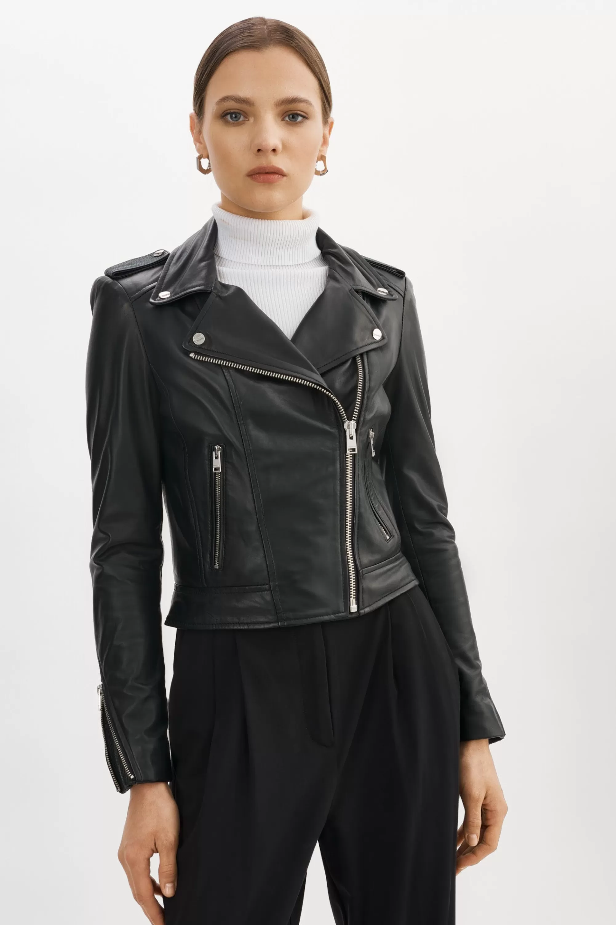 New LAMARQUE DONNA | Iconic Leather Biker Jacket Black