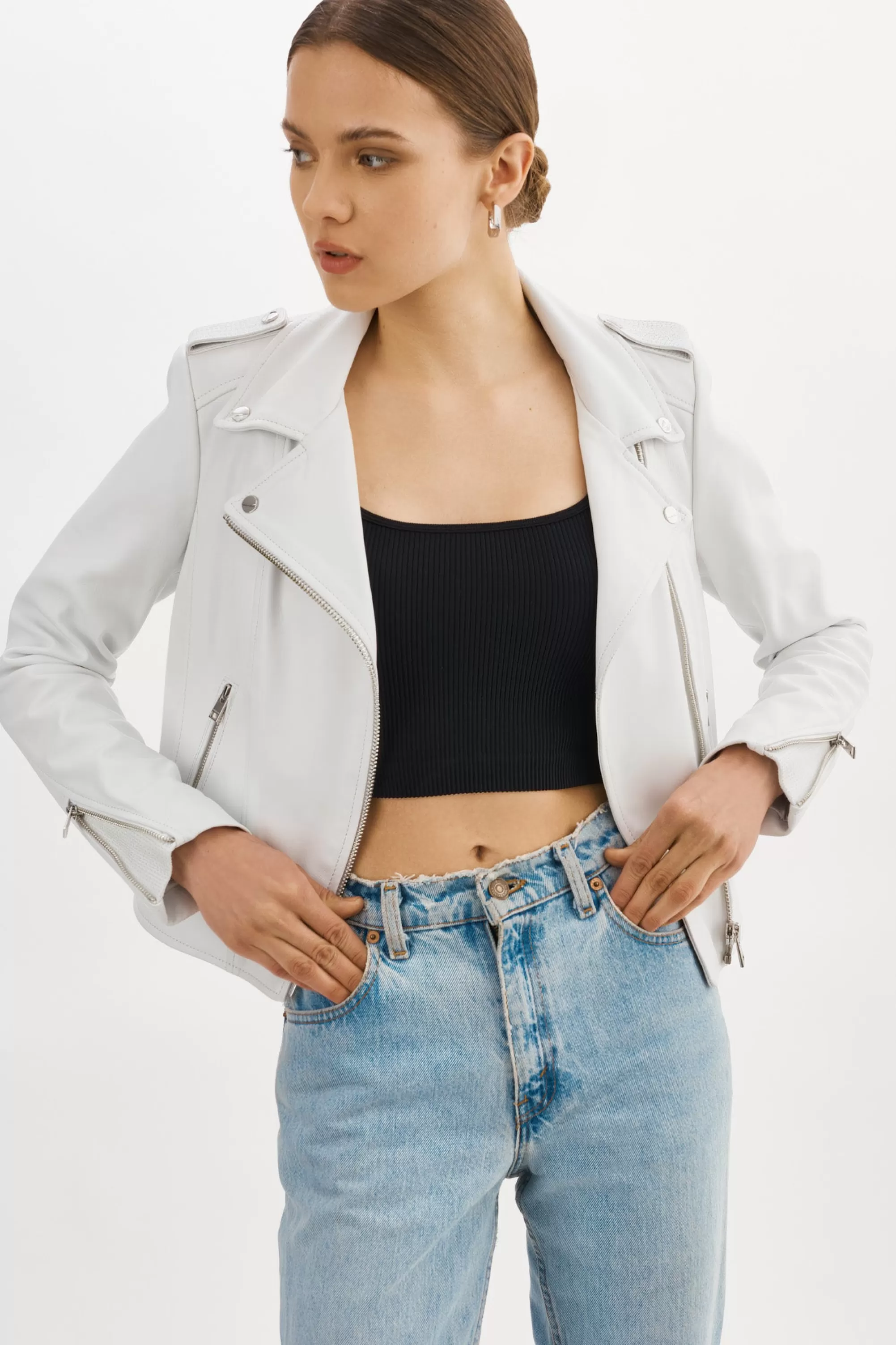 Best Sale LAMARQUE DONNA | Iconic Leather Biker Jacket White