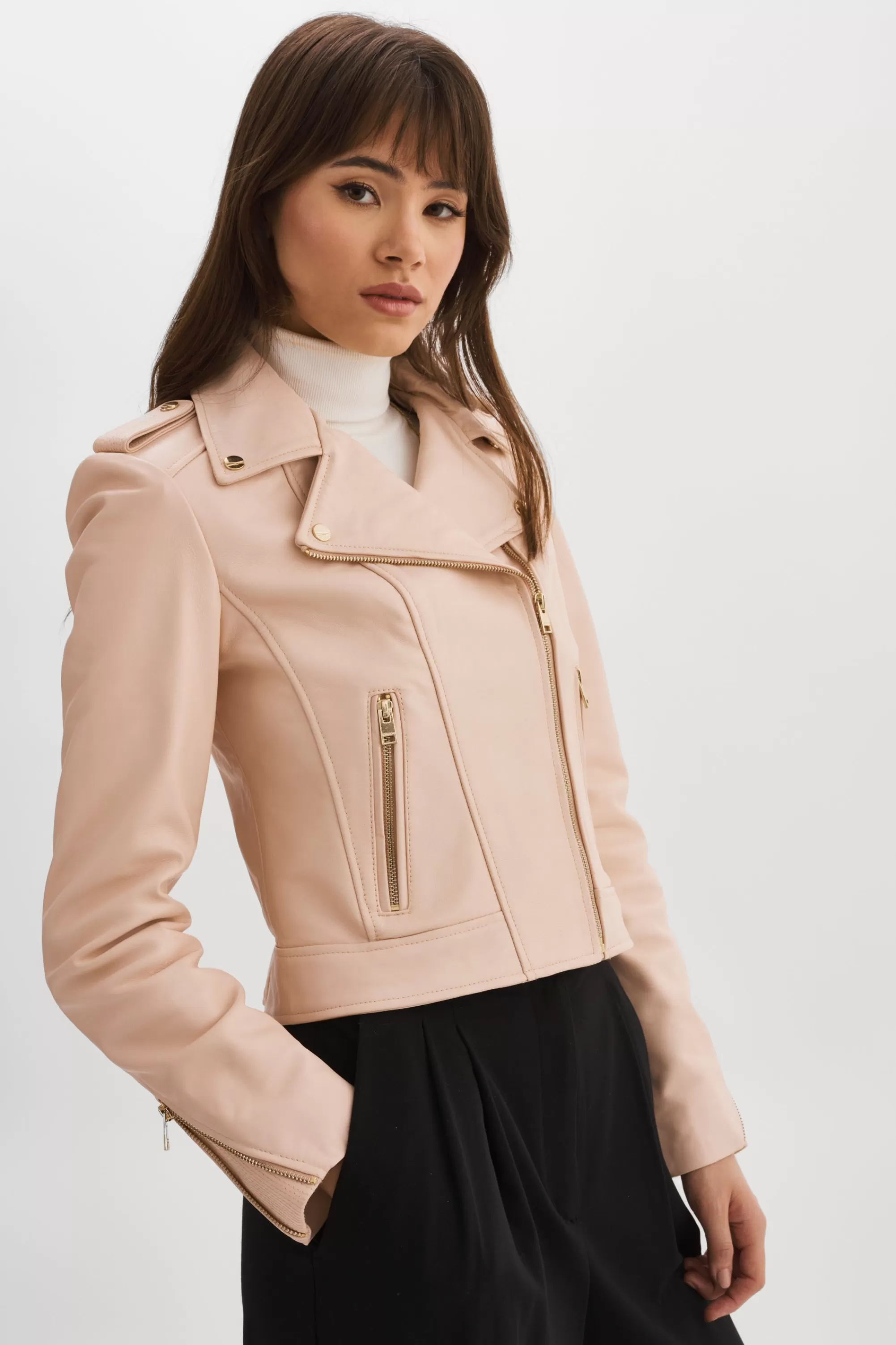 Best LAMARQUE DONNA GOLD | Iconic Leather Biker Jacket Ballet Pink