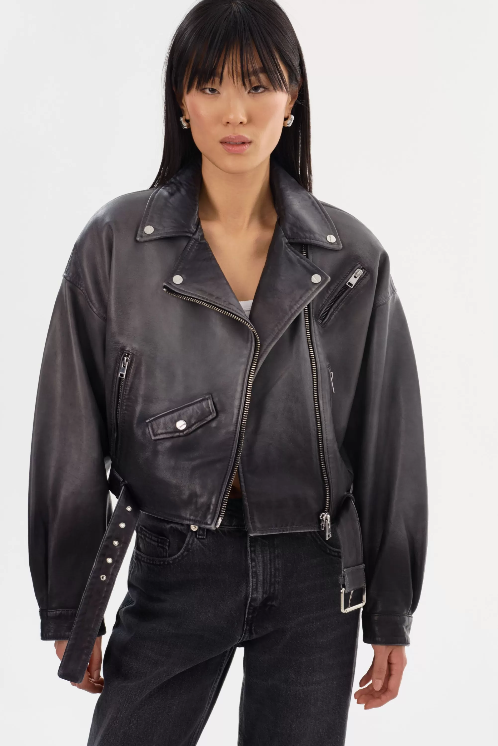 Discount LAMARQUE DYLAN | 80's Leather Biker Jacket Black Shadow