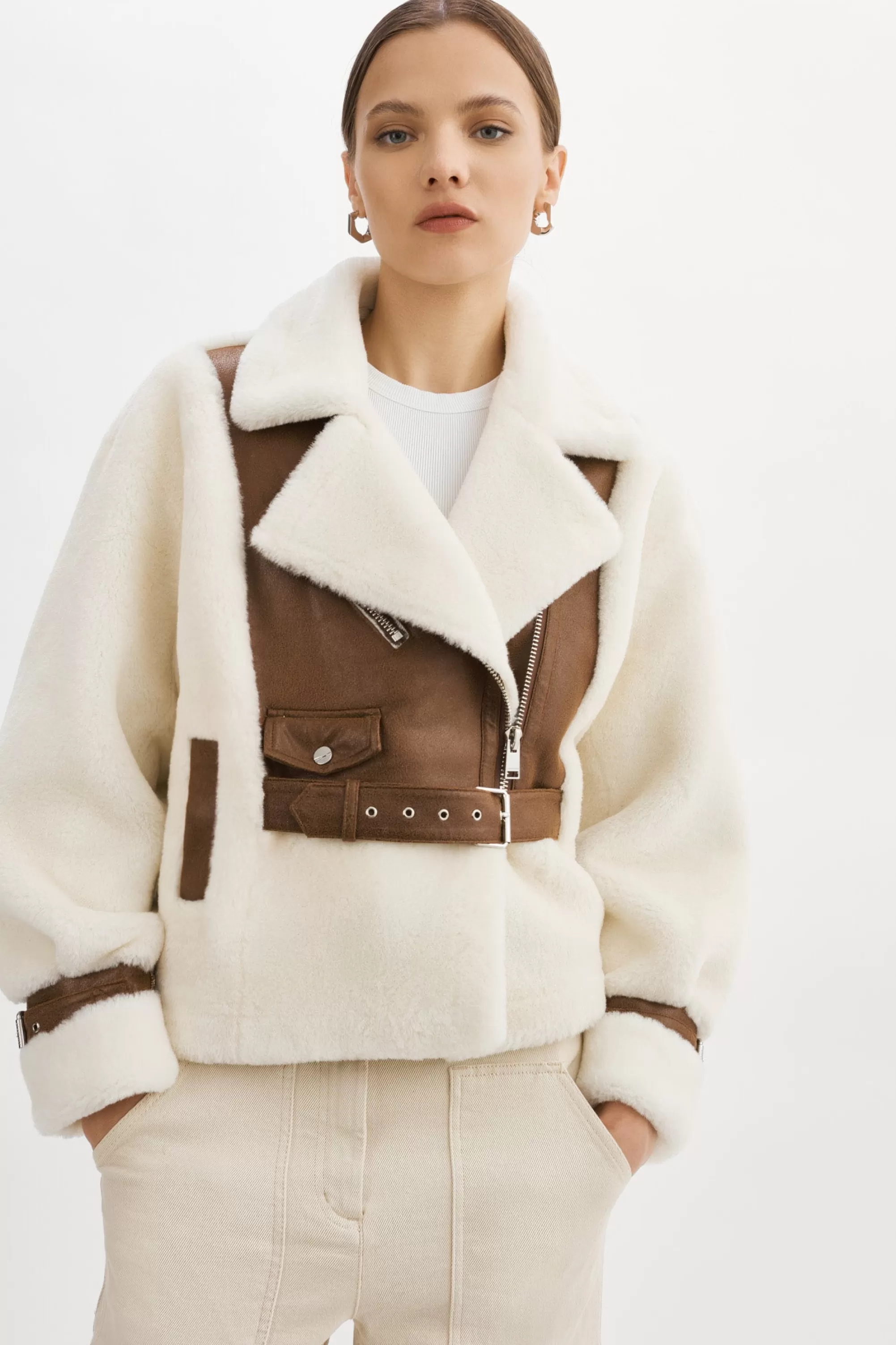 Cheap LAMARQUE ELODY | Faux Fur Jacket Ivory Brown