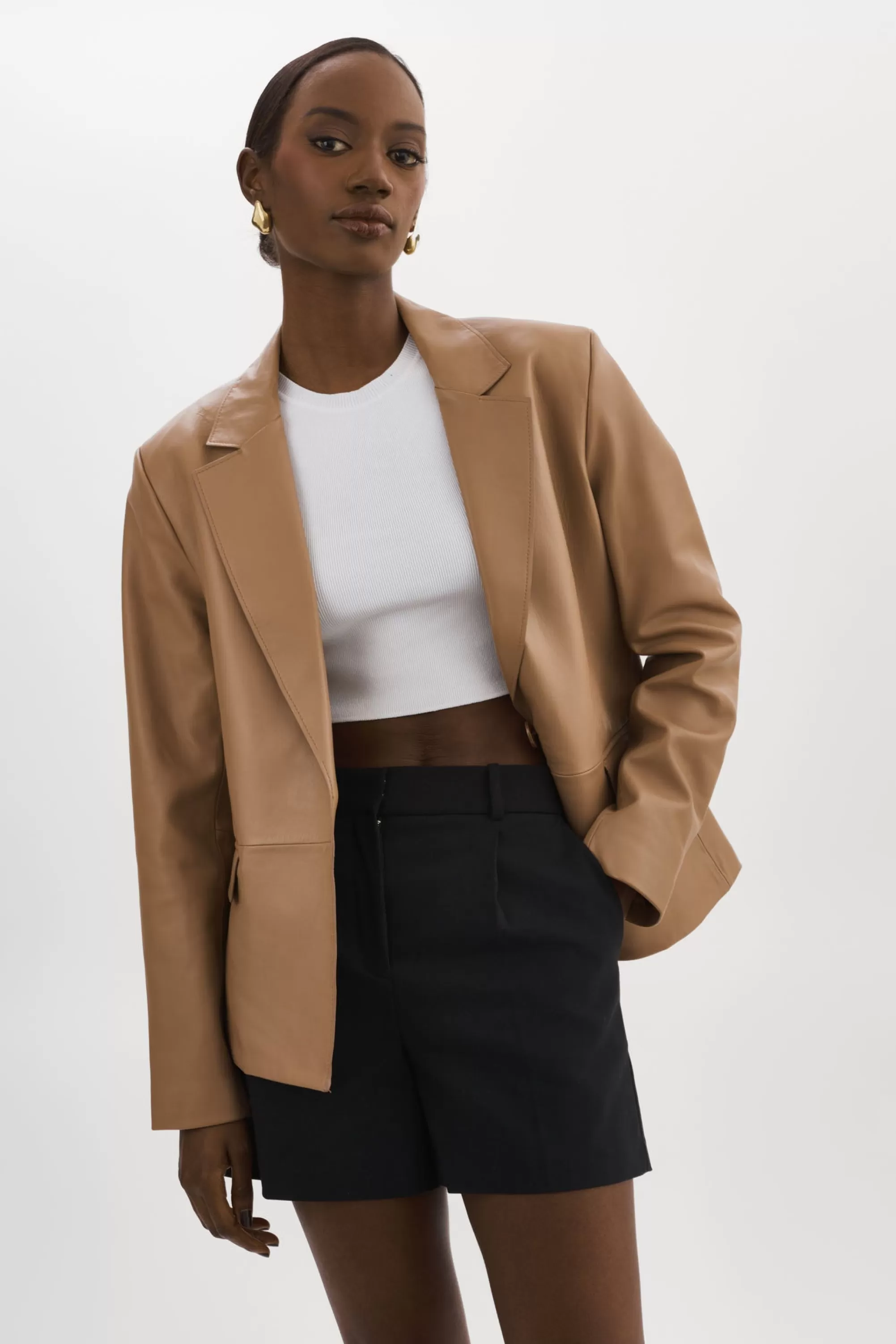 Sale LAMARQUE ELZA | Leather Blazer MOCHA