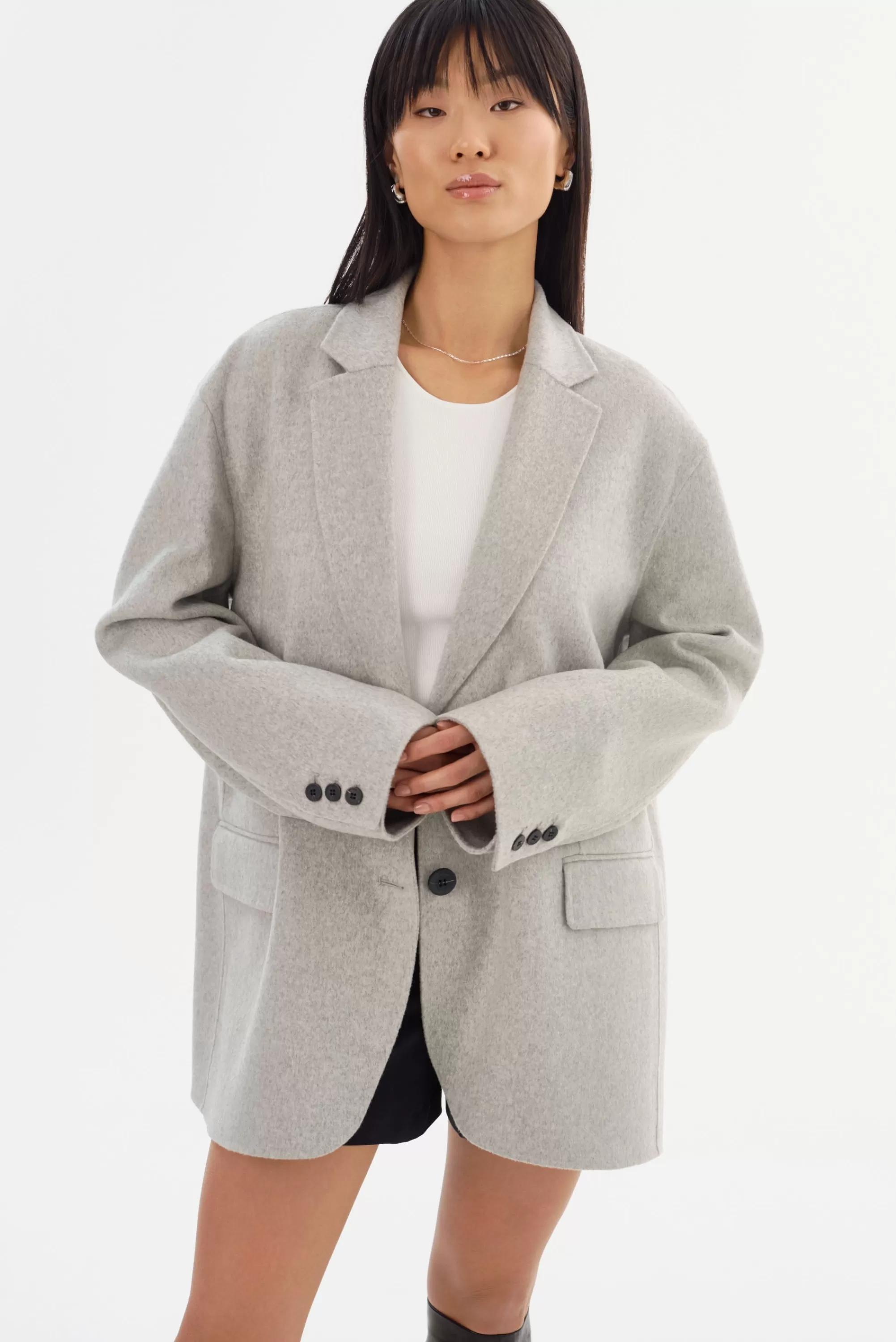 Clearance LAMARQUE ENNIS | Oversized Wool Blazer Light Grey