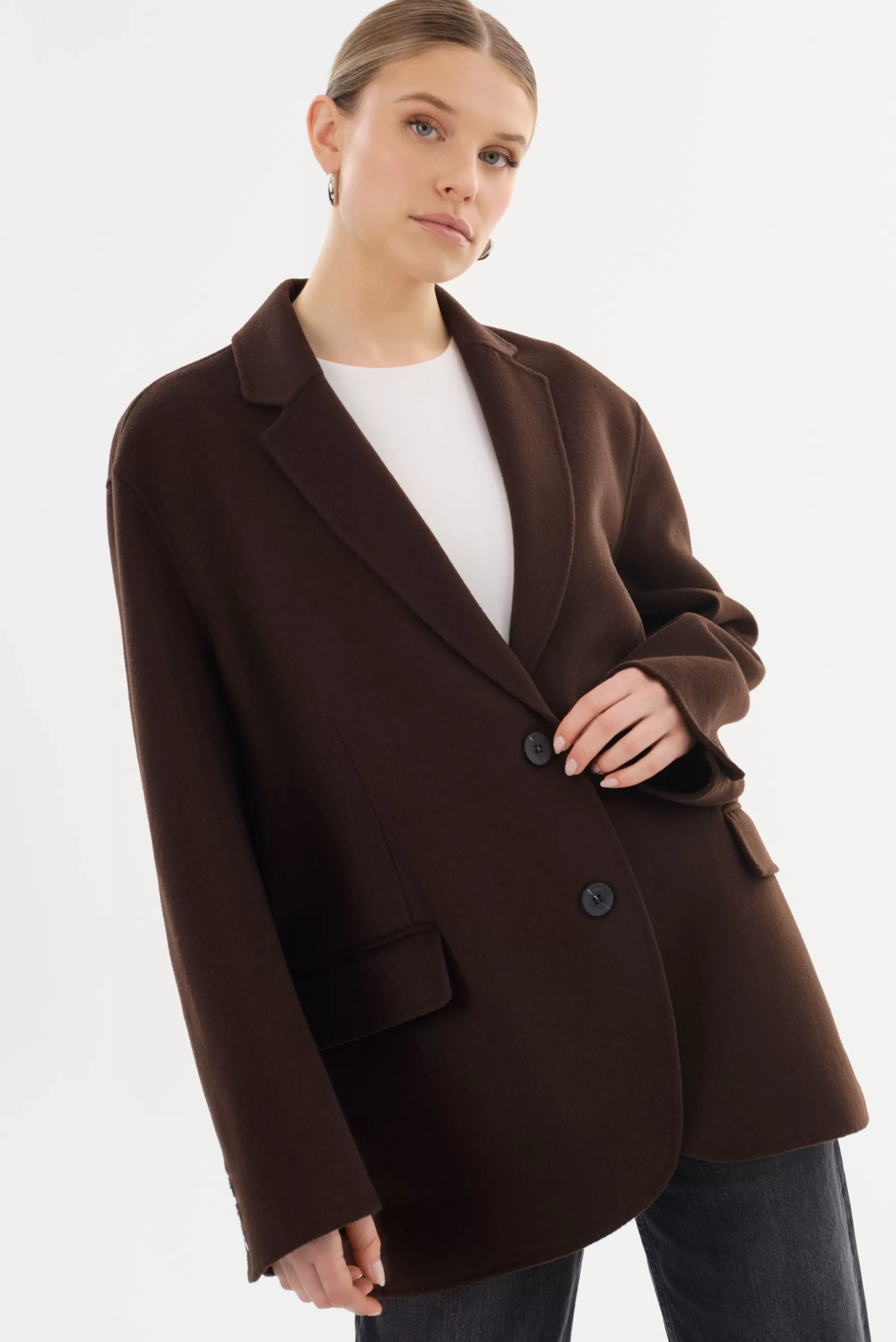 Discount LAMARQUE ENNIS | Oversized Wool Blazer Dark Brown