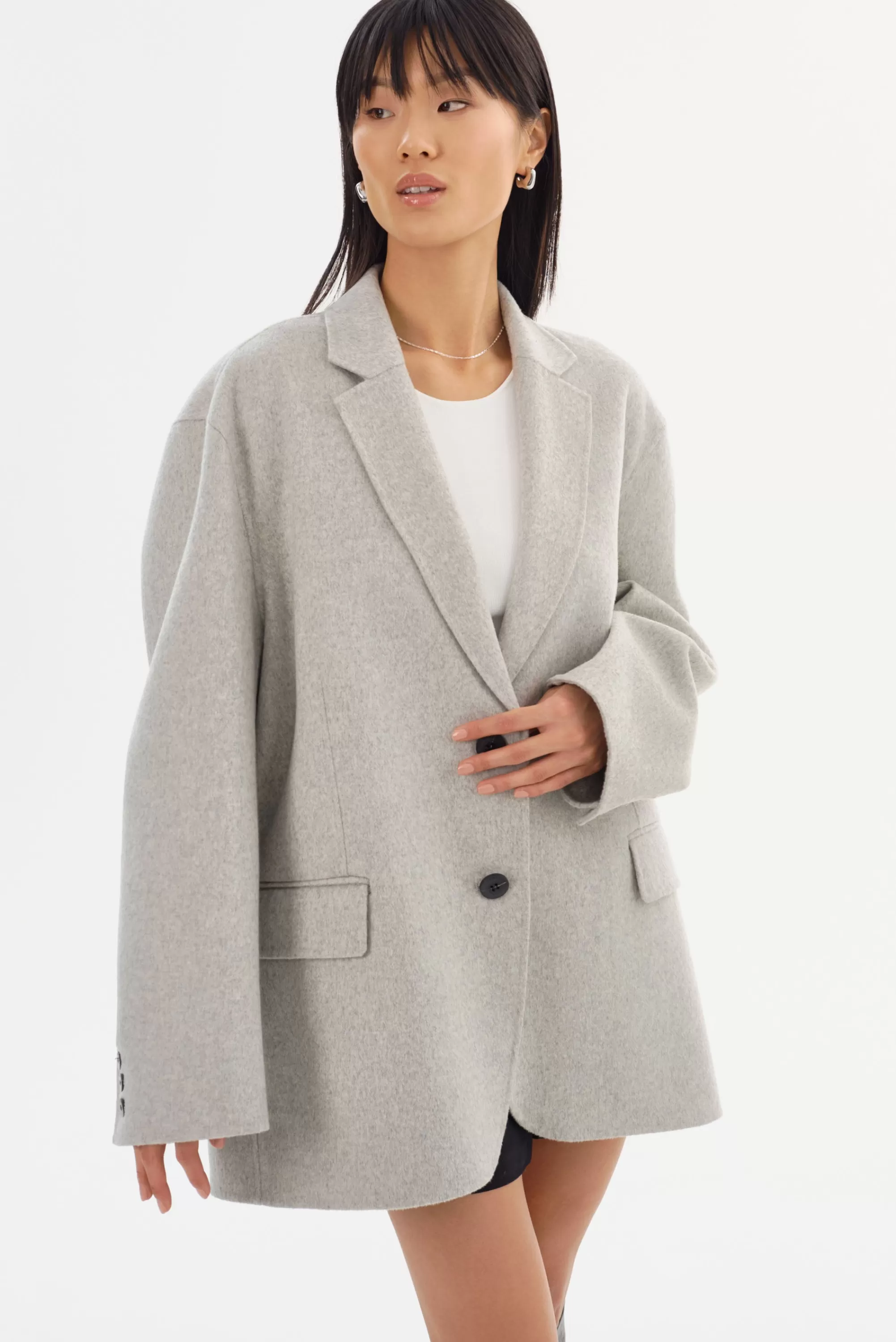 Clearance LAMARQUE ENNIS | Oversized Wool Blazer Light Grey