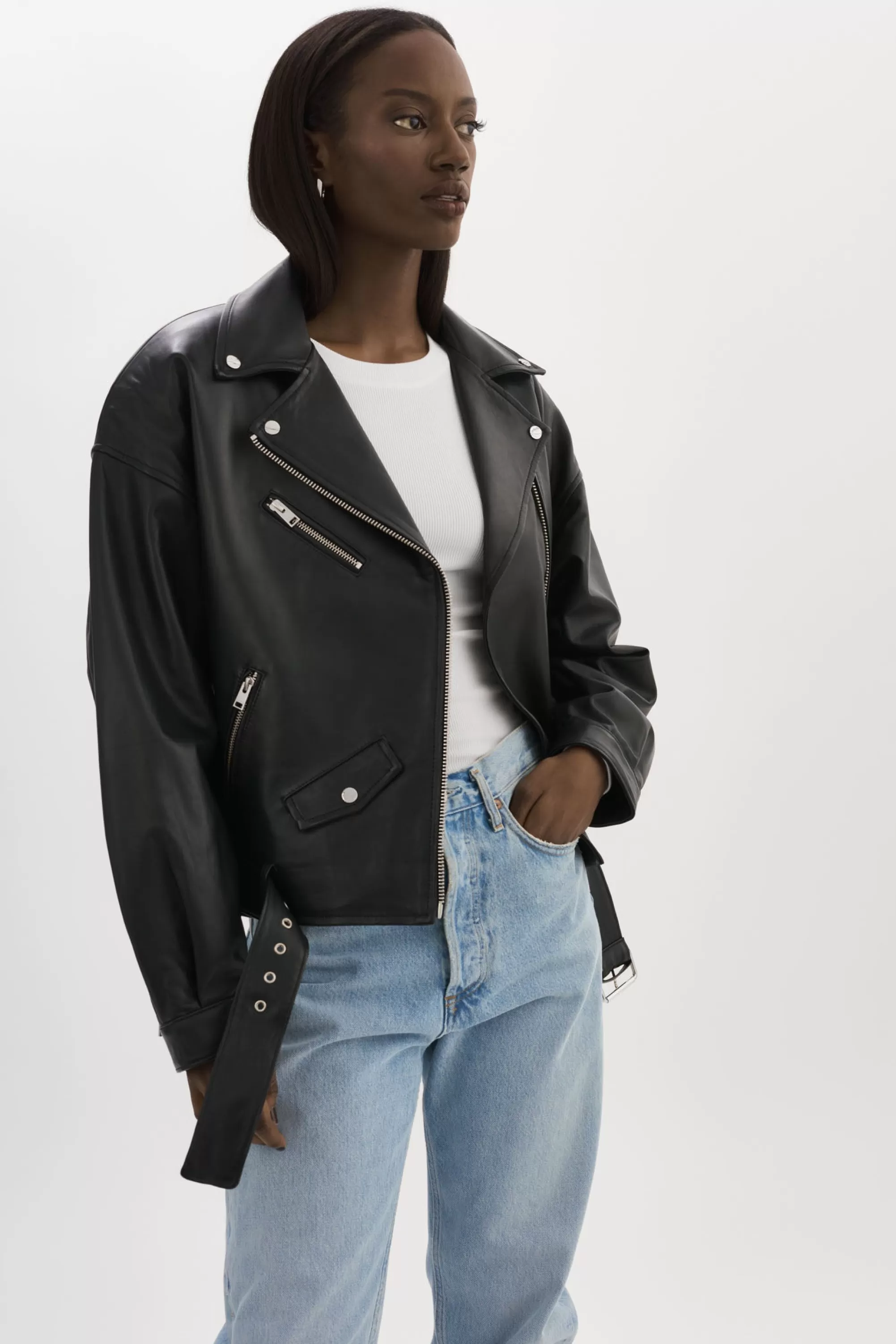 Cheap LAMARQUE ESTIA | Leather Biker Jacket Black