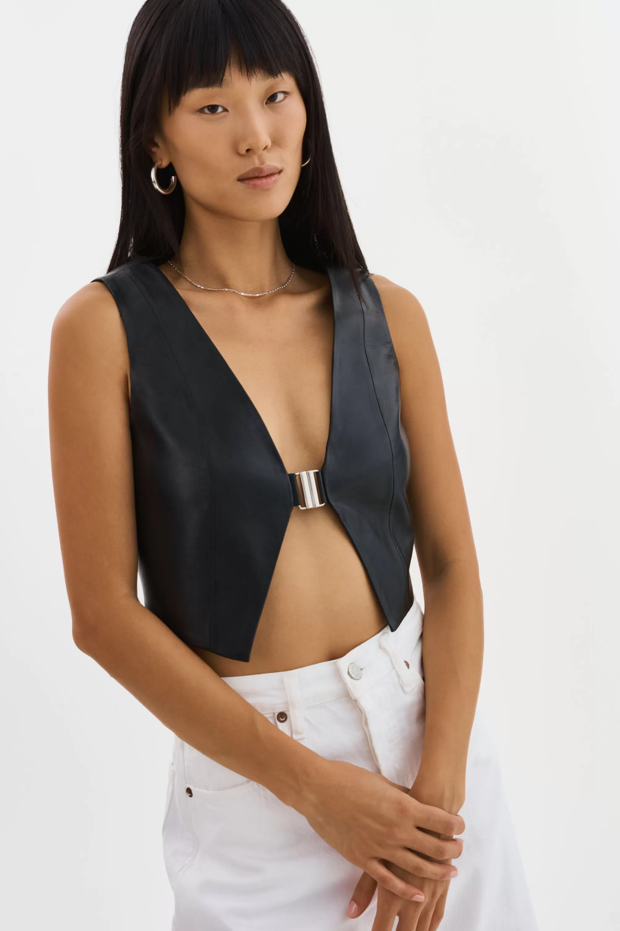 Outlet LAMARQUE ESTRELLA | Leather Vest Top Black