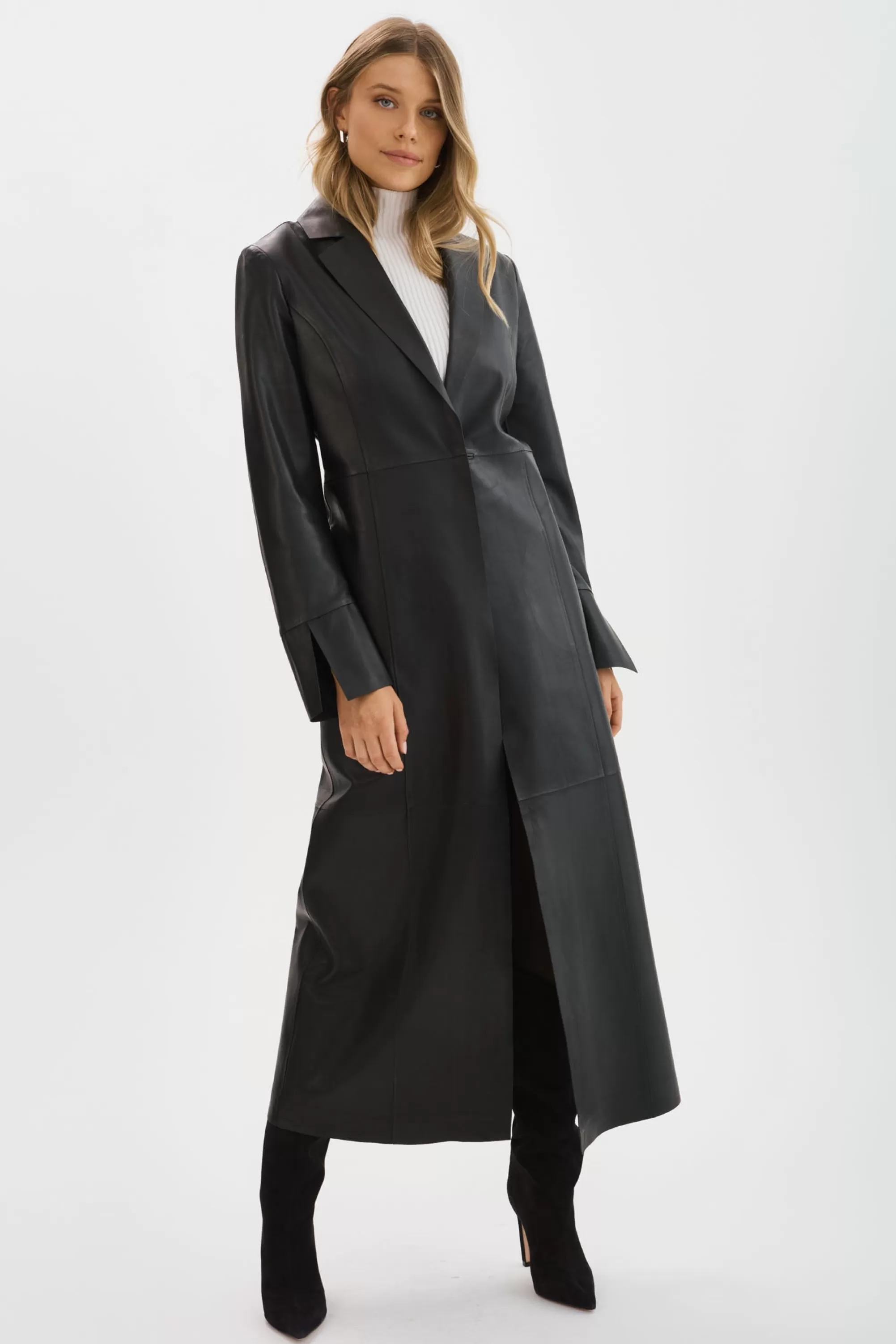 Clearance LAMARQUE EVANNA | Leather Maxi Coat Black