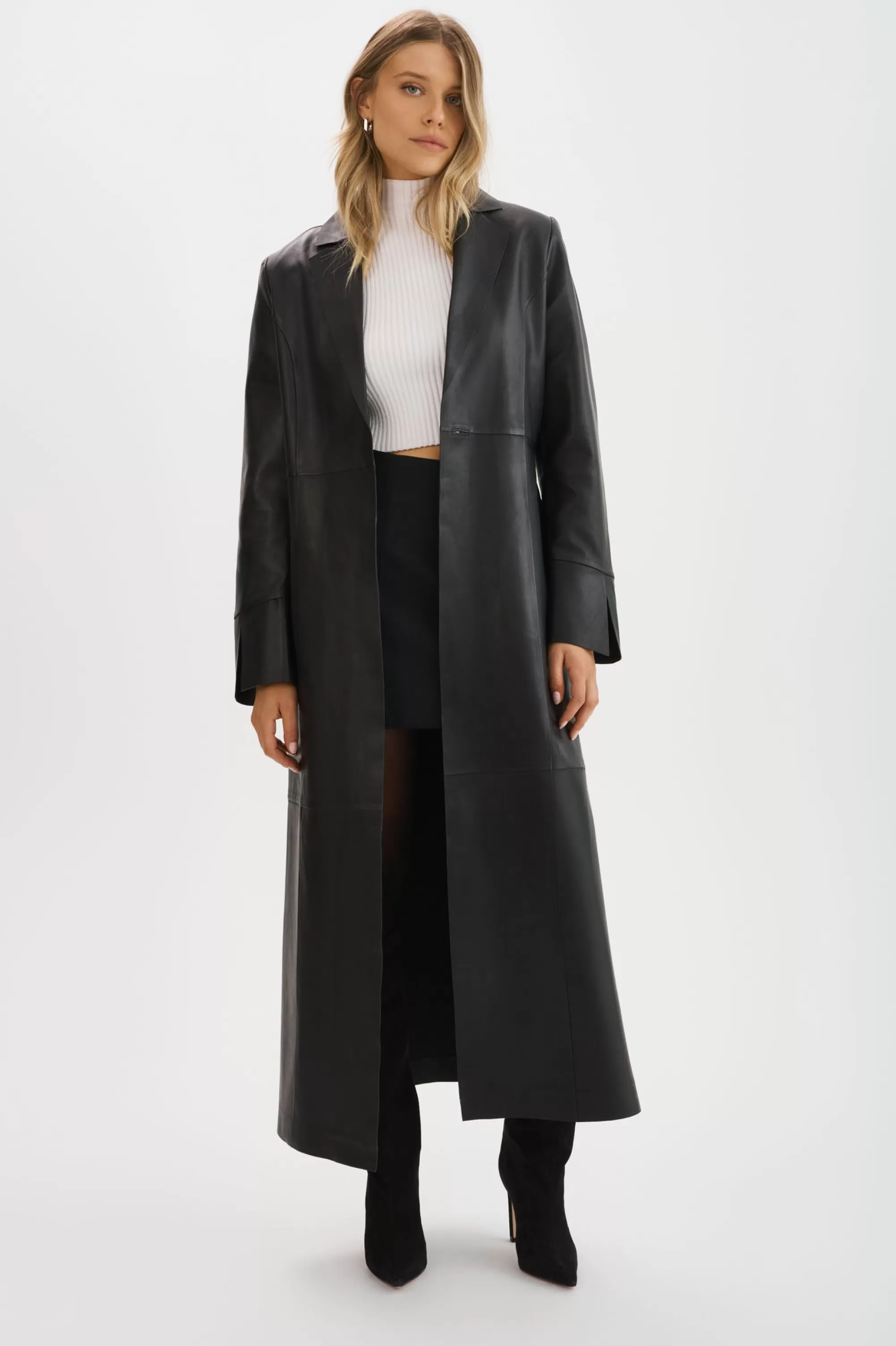 Clearance LAMARQUE EVANNA | Leather Maxi Coat Black