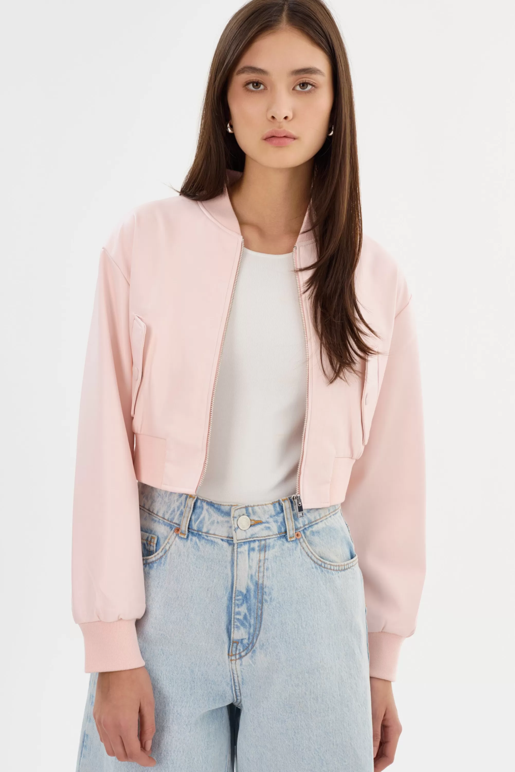 Outlet LAMARQUE EVELIN | Faux Leather Cropped Bomber Pink Puff