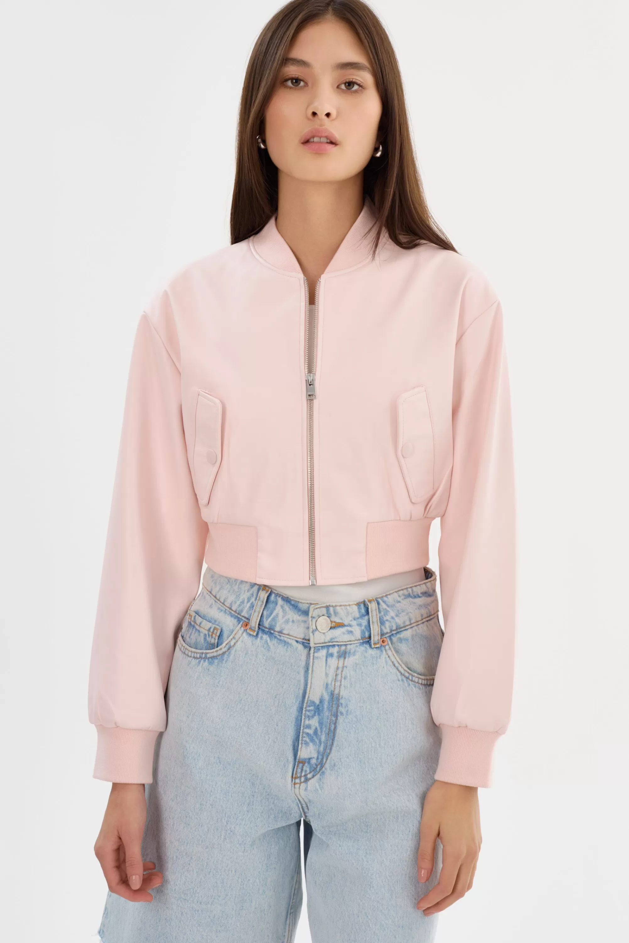 Outlet LAMARQUE EVELIN | Faux Leather Cropped Bomber Pink Puff