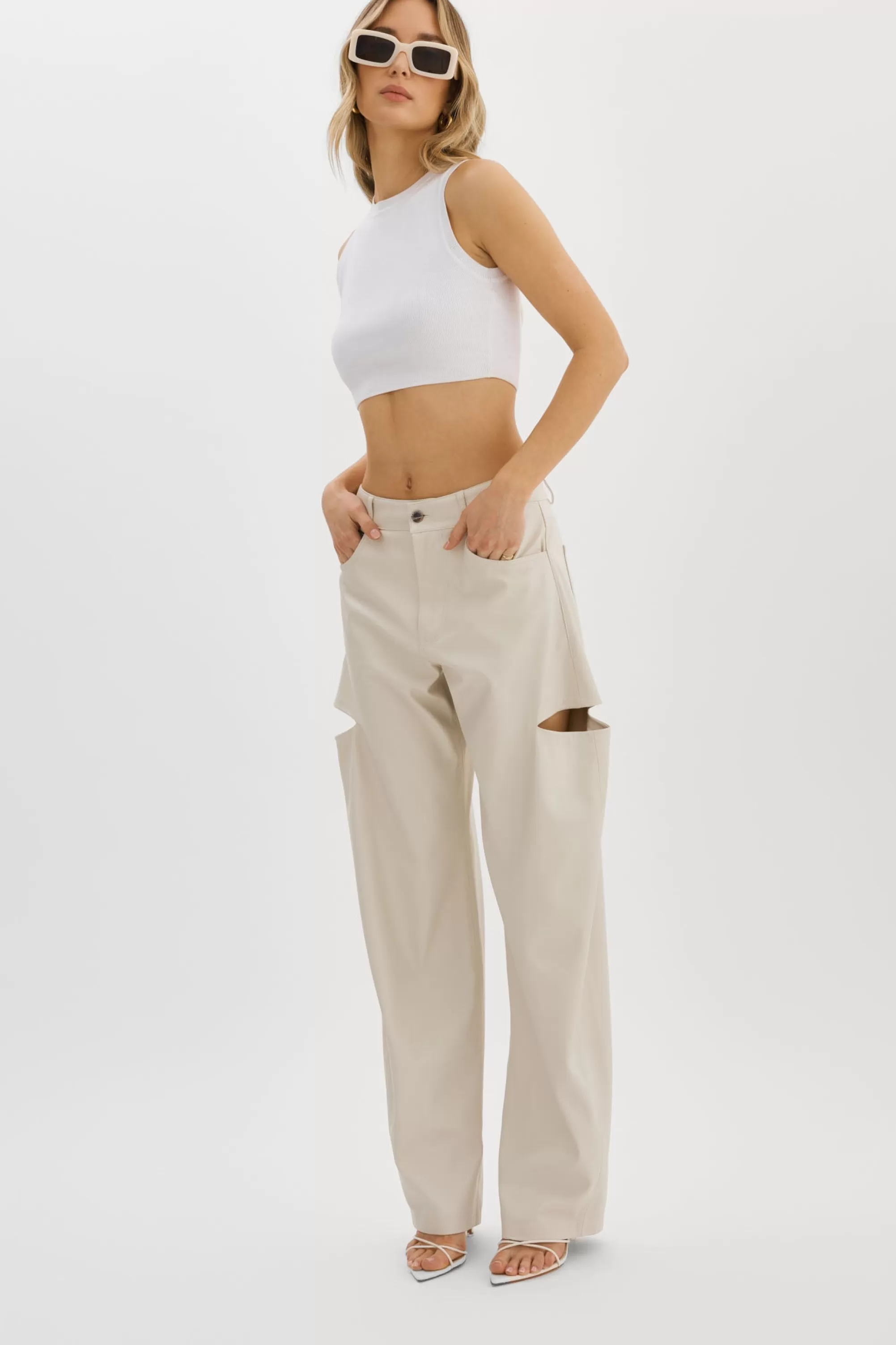 Hot LAMARQUE FALEEN | Faux Leather Loose Pants Ivory