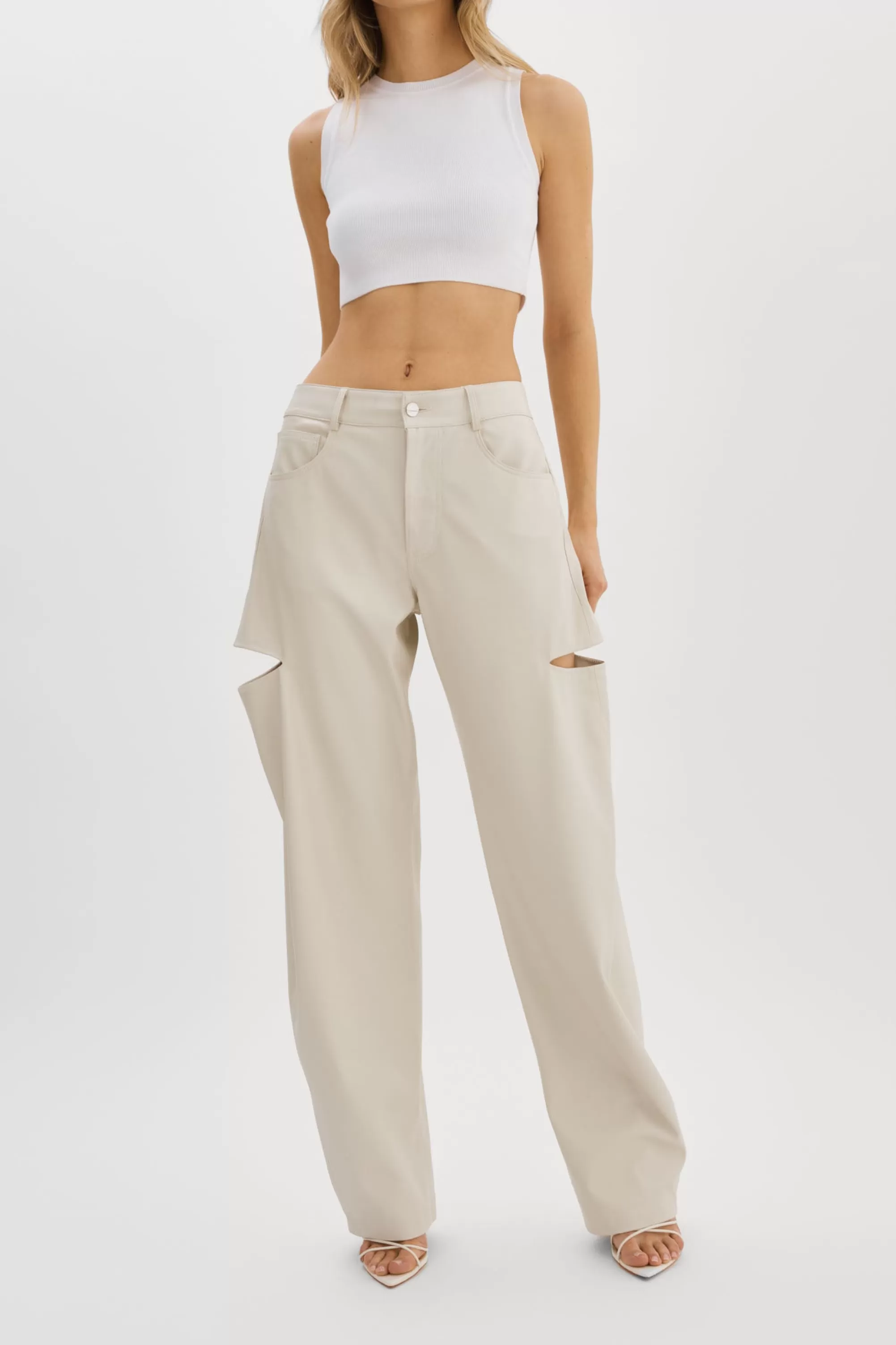 Hot LAMARQUE FALEEN | Faux Leather Loose Pants Ivory