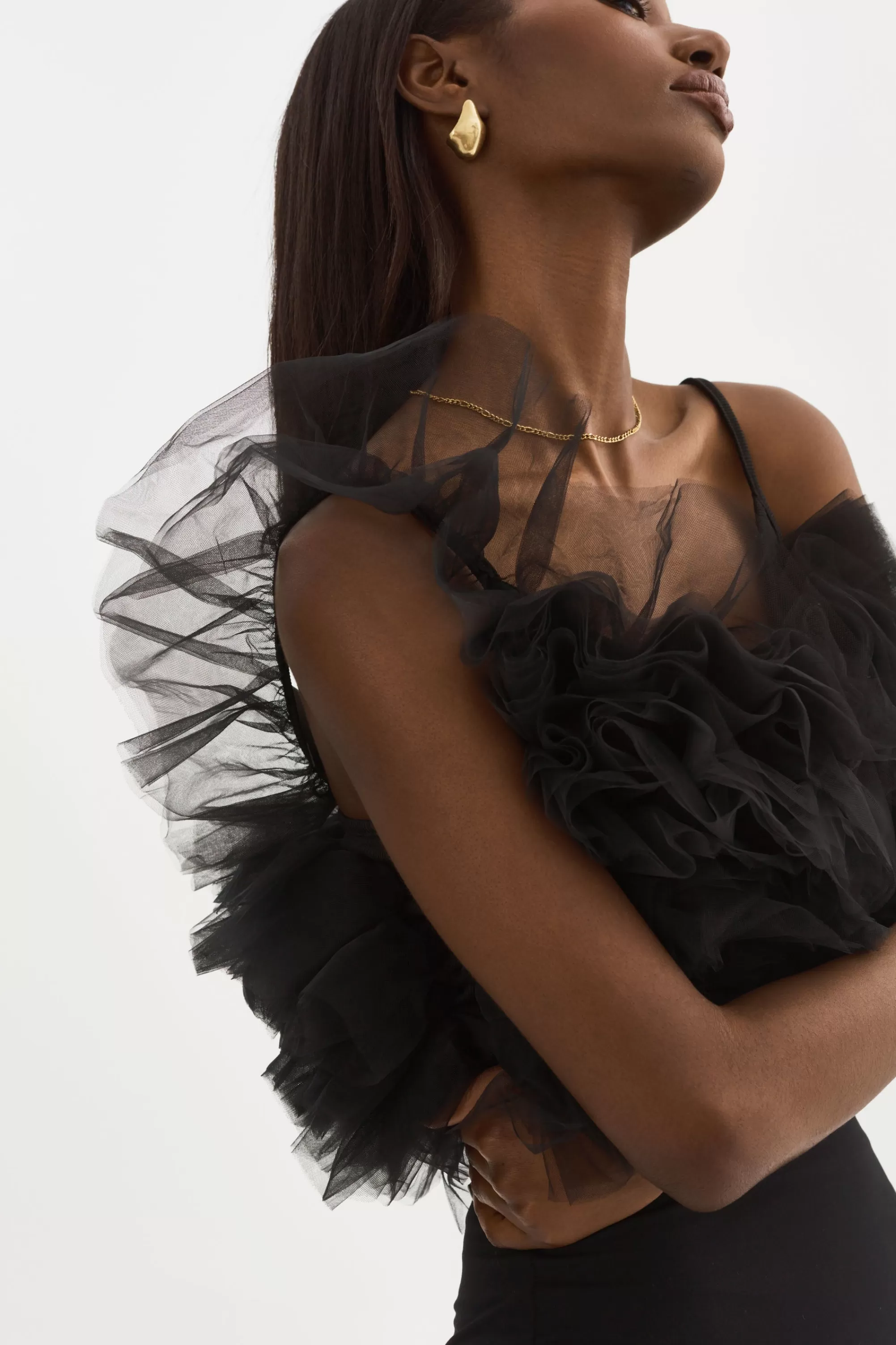 Outlet LAMARQUE FELETA | Ruffle Tulle Top Black