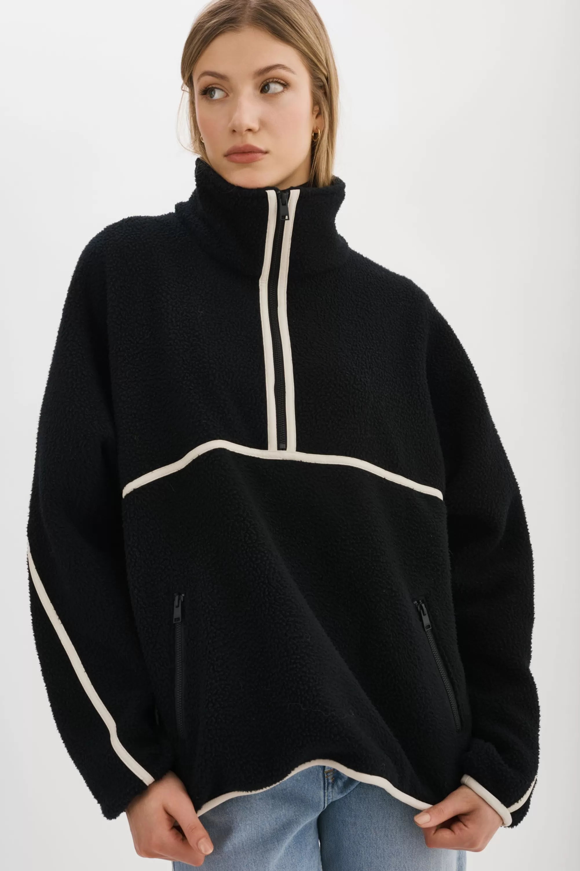 Discount LAMARQUE HELSA | Polar Fleece Pullover Black/Ivory