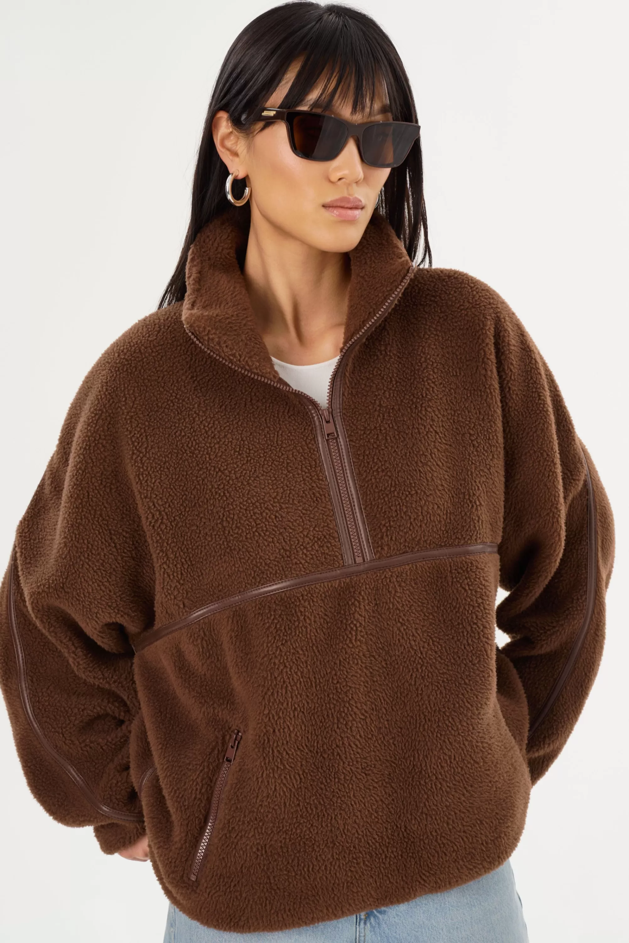 New LAMARQUE HELSA | Polar Fleece Pullover Chestnut