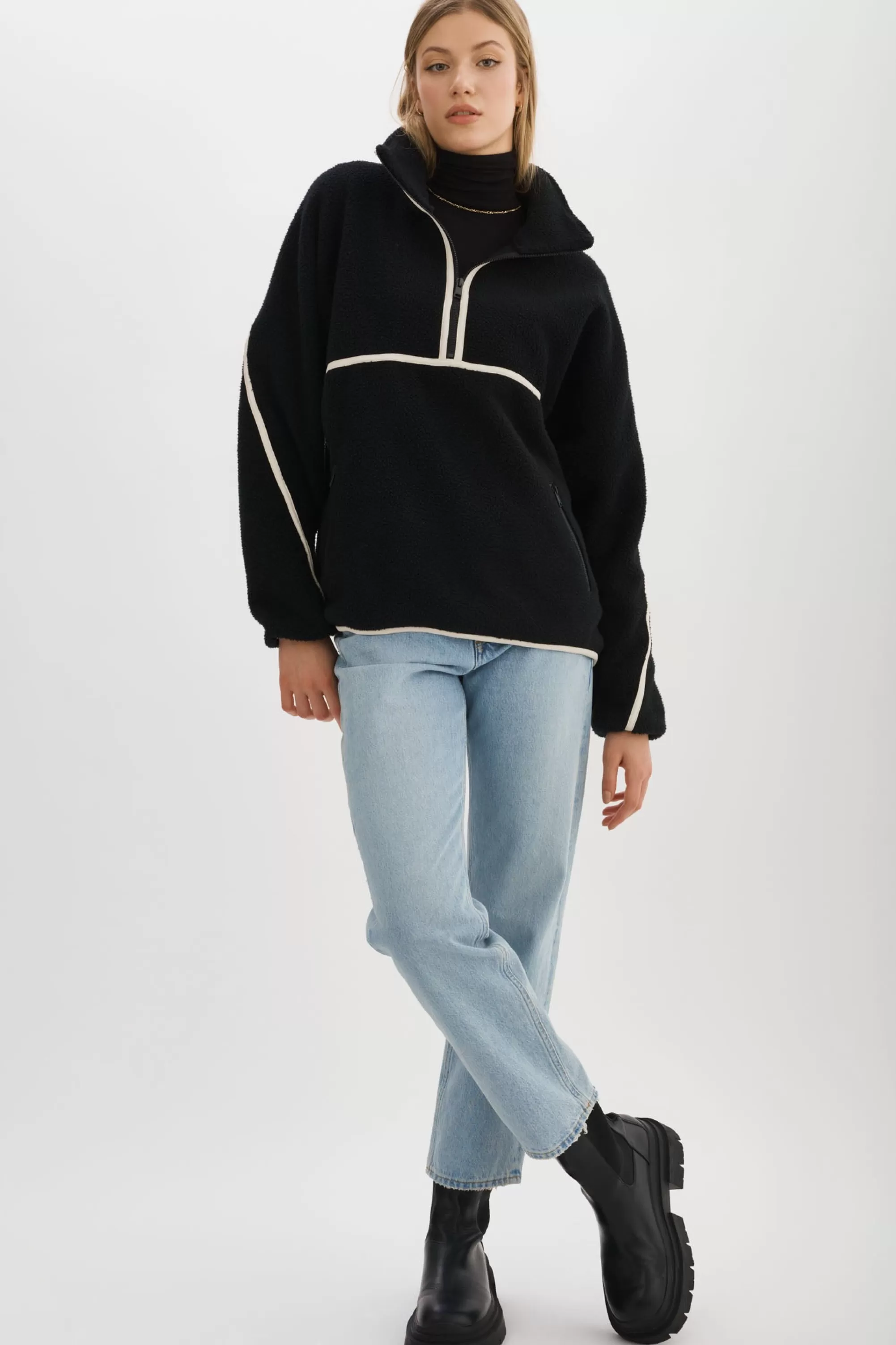 Discount LAMARQUE HELSA | Polar Fleece Pullover Black/Ivory