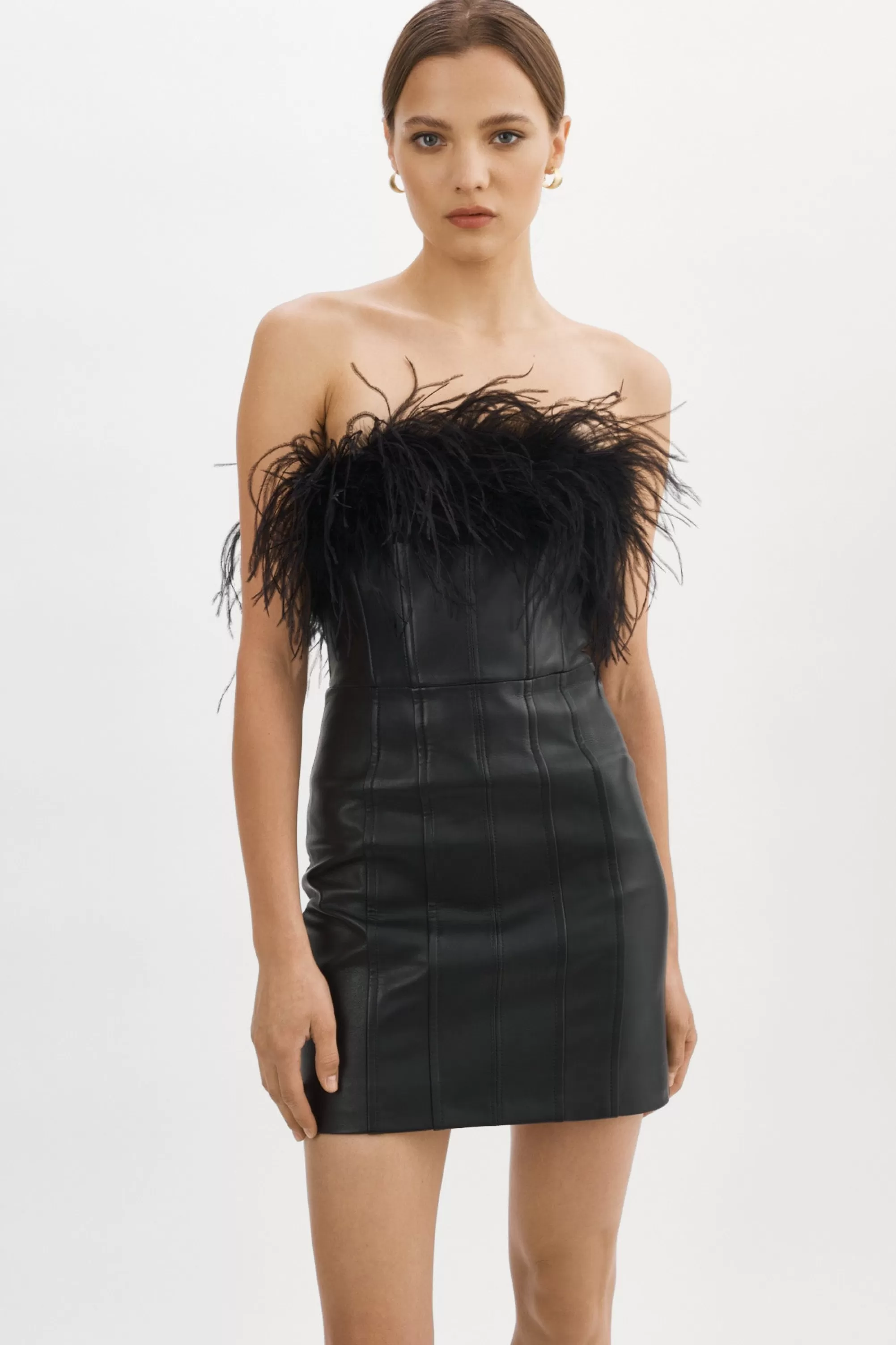 Shop LAMARQUE JACINDA | Leather Bustier Dress Black