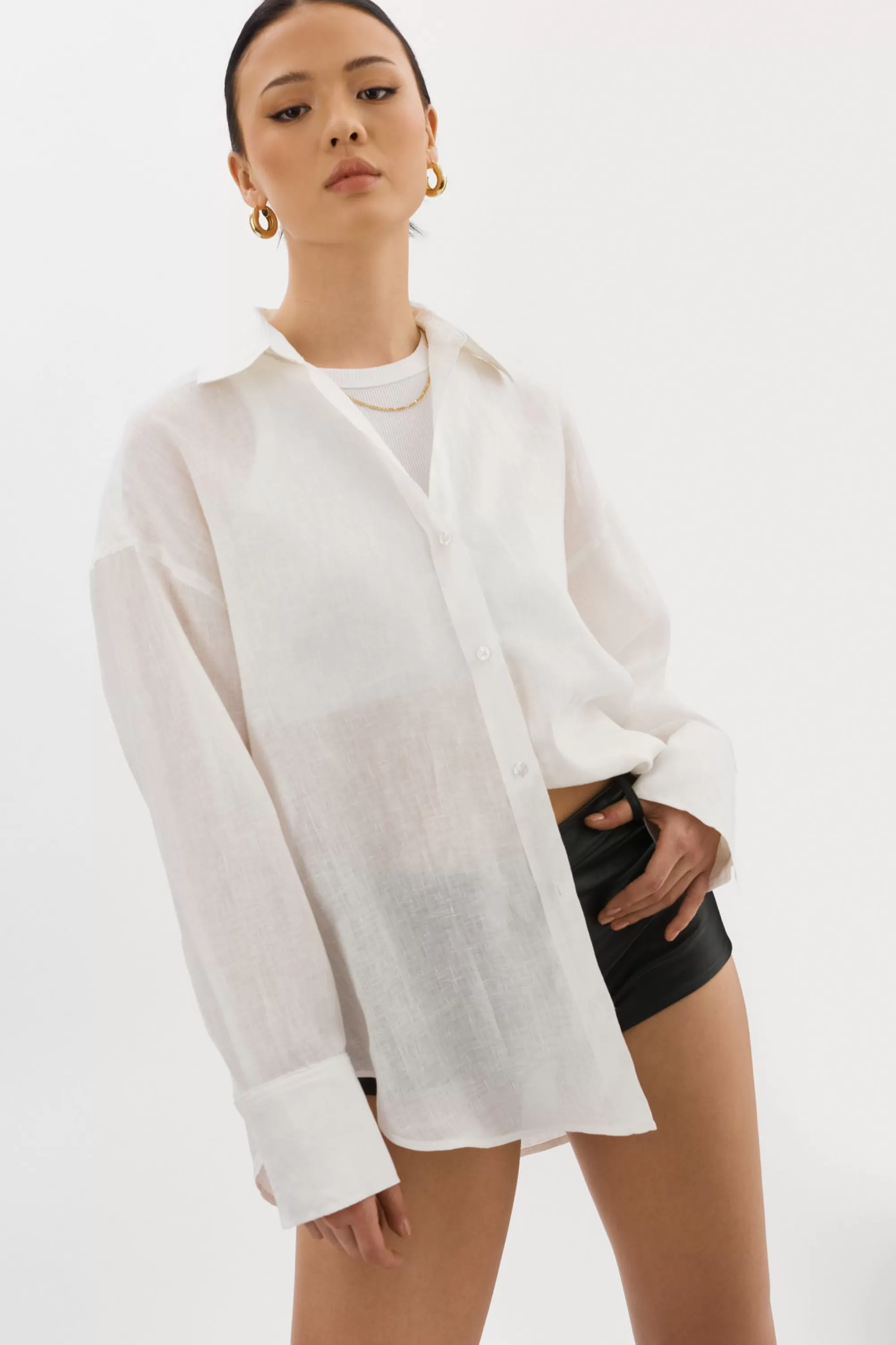 Hot LAMARQUE JADA | Oversized Linen Shirt White