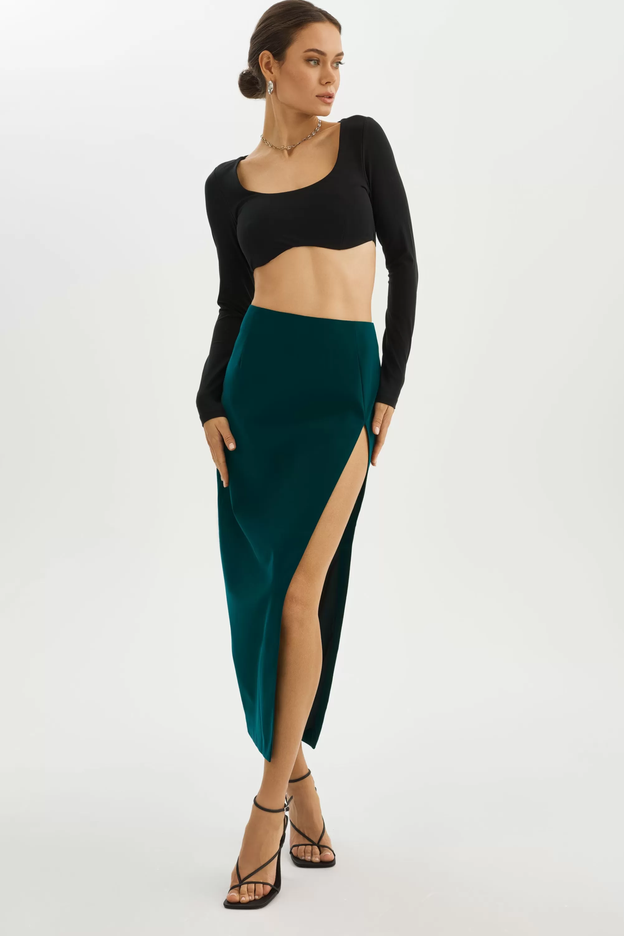 Clearance LAMARQUE JAY | Faux Leather Skirt Dark Jade