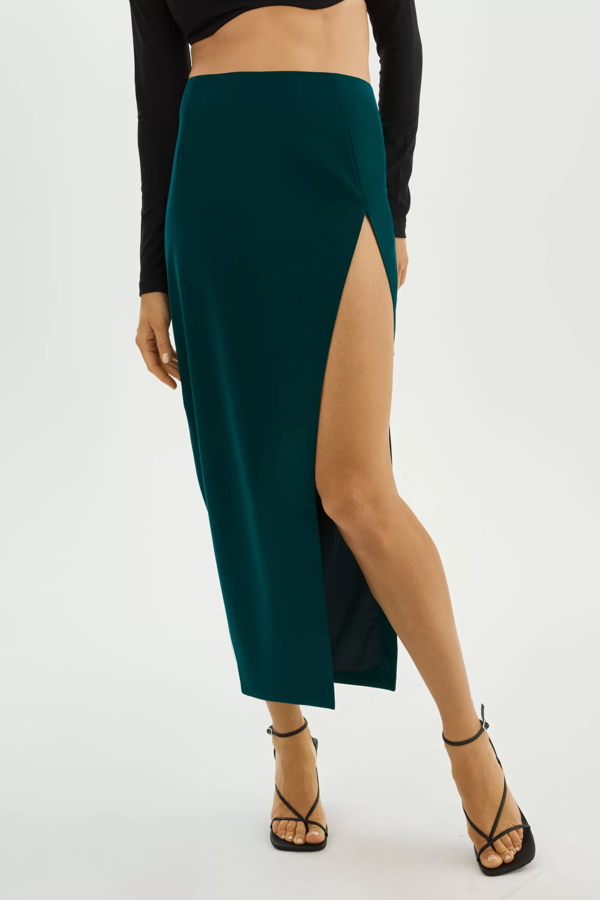 Clearance LAMARQUE JAY | Faux Leather Skirt Dark Jade