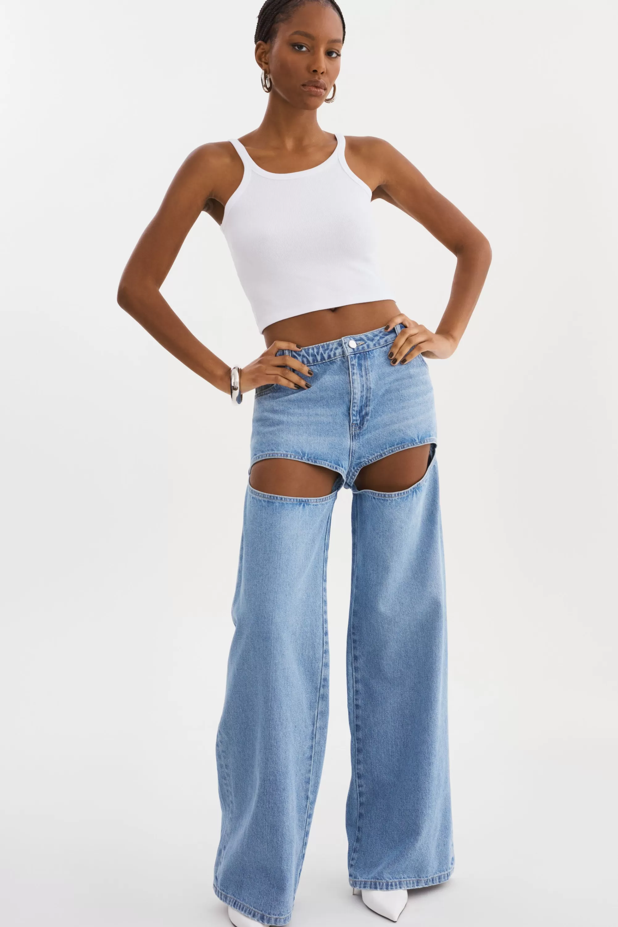 Shop LAMARQUE JAYLENE | Denim Cut-Out Jeans Light Blue Wash