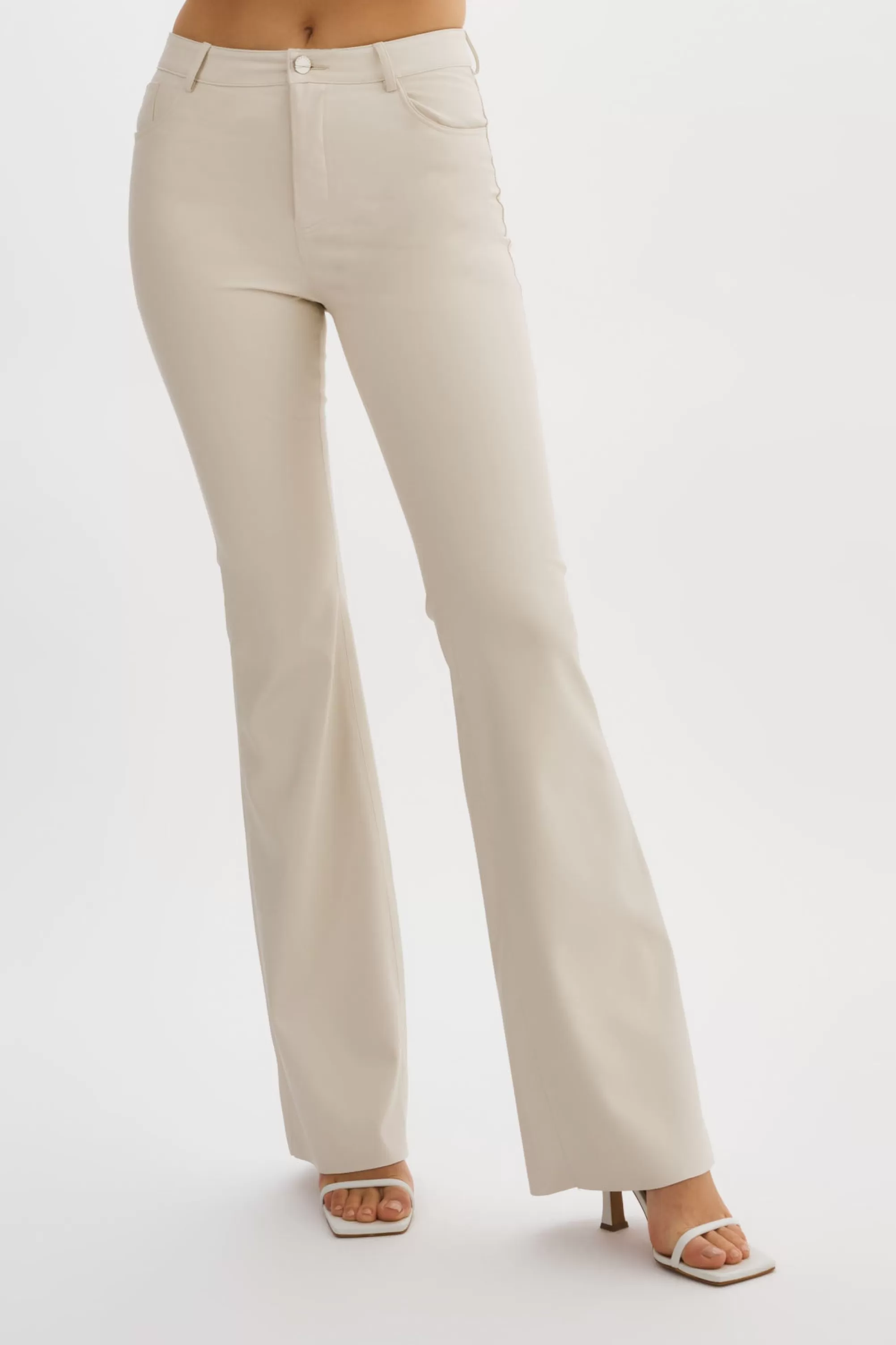 New LAMARQUE KAIDA | Faux Leather Flare Pants IVORY