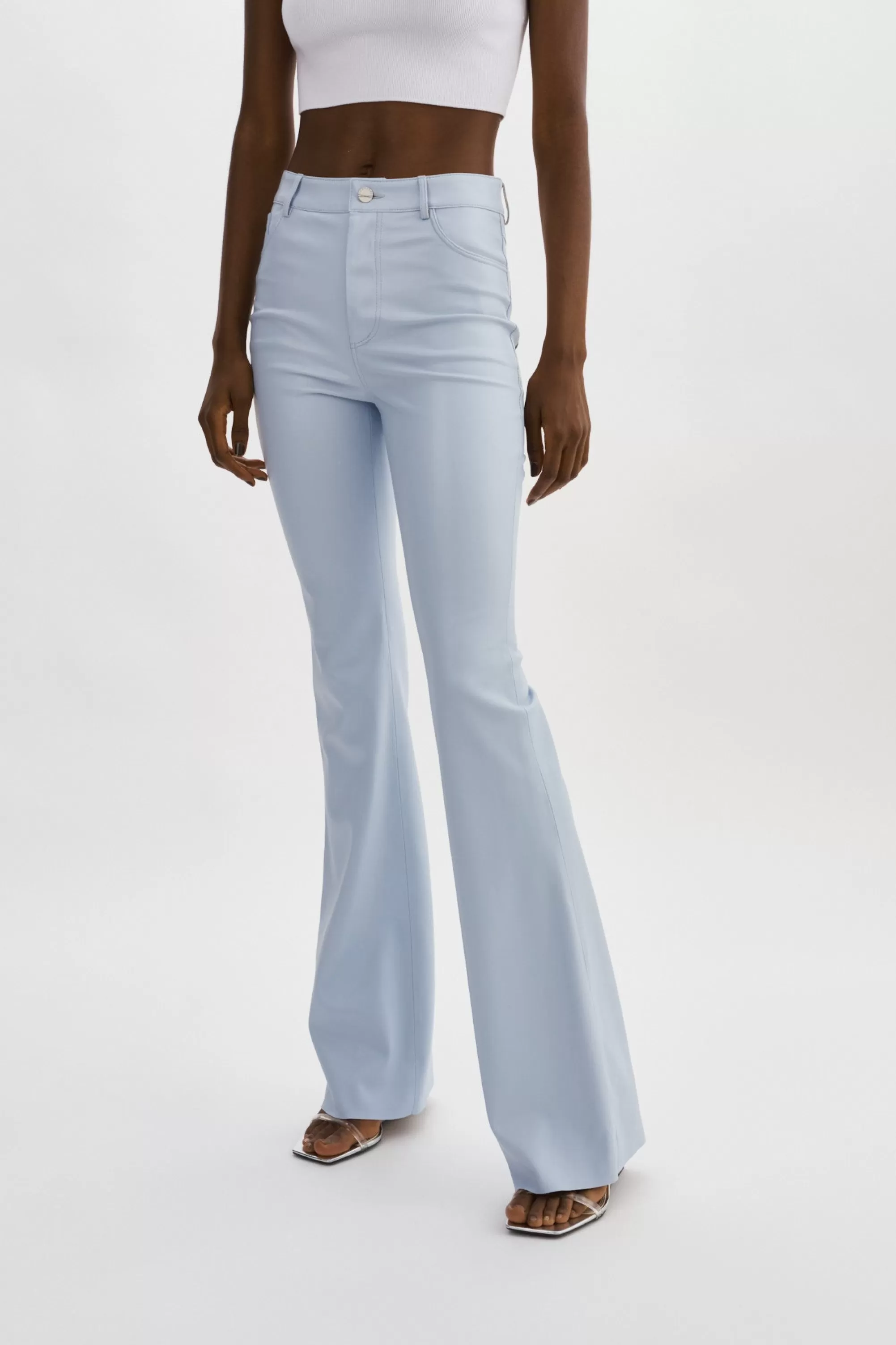 Fashion LAMARQUE KAIDA | Faux Leather Flare Pants Baby blue