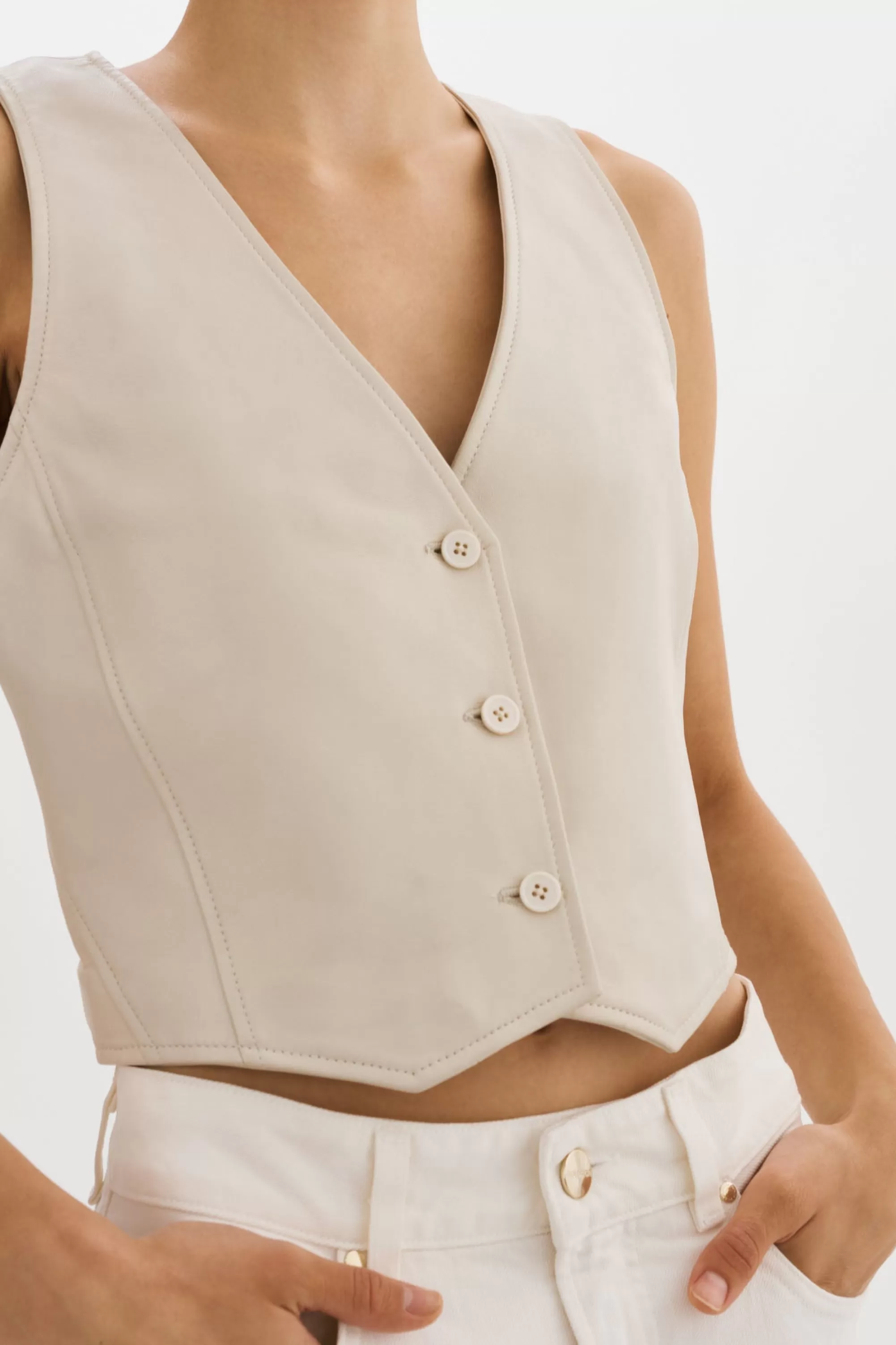 Fashion LAMARQUE KALLIE | Leather Vest Bone