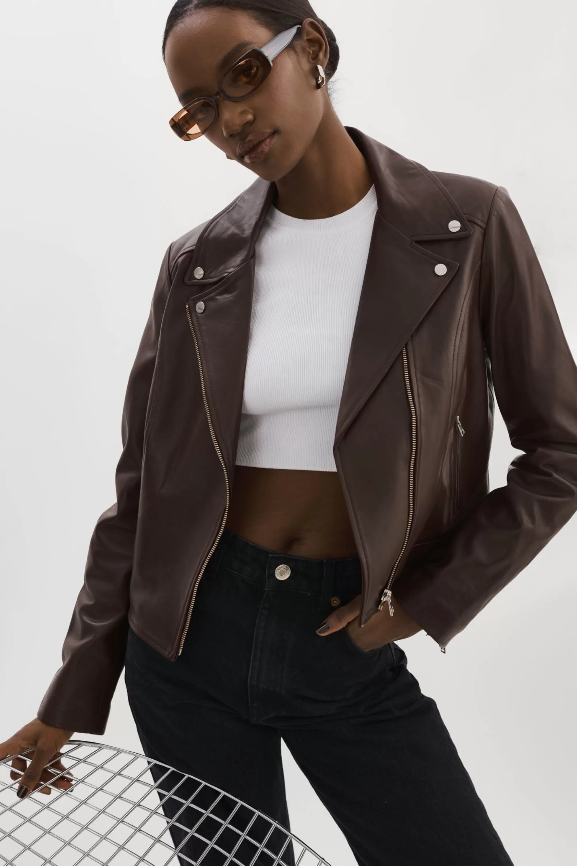 Online LAMARQUE KELSEY | Leather Biker Jacket MAHOGANY