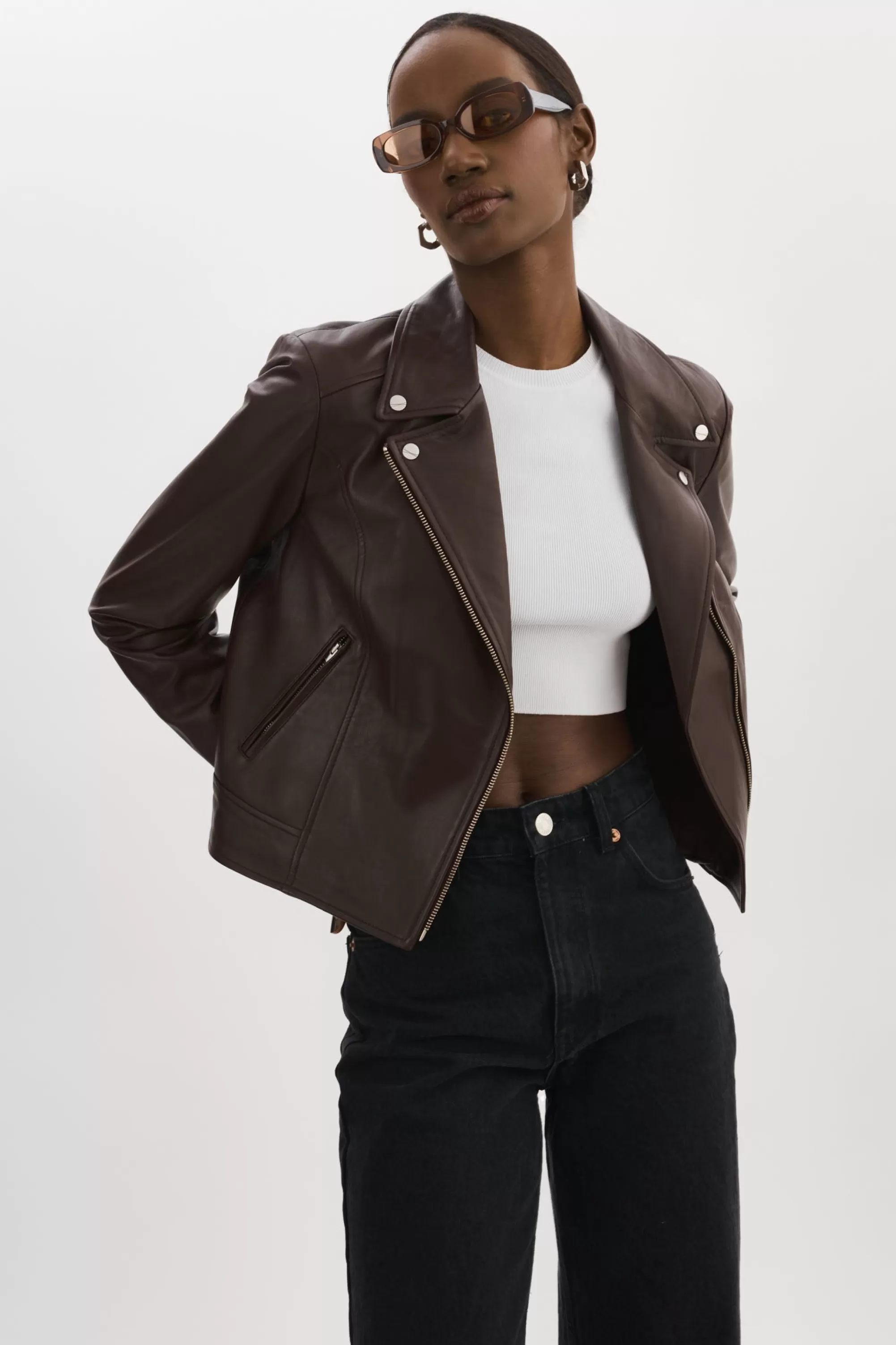 Online LAMARQUE KELSEY | Leather Biker Jacket MAHOGANY