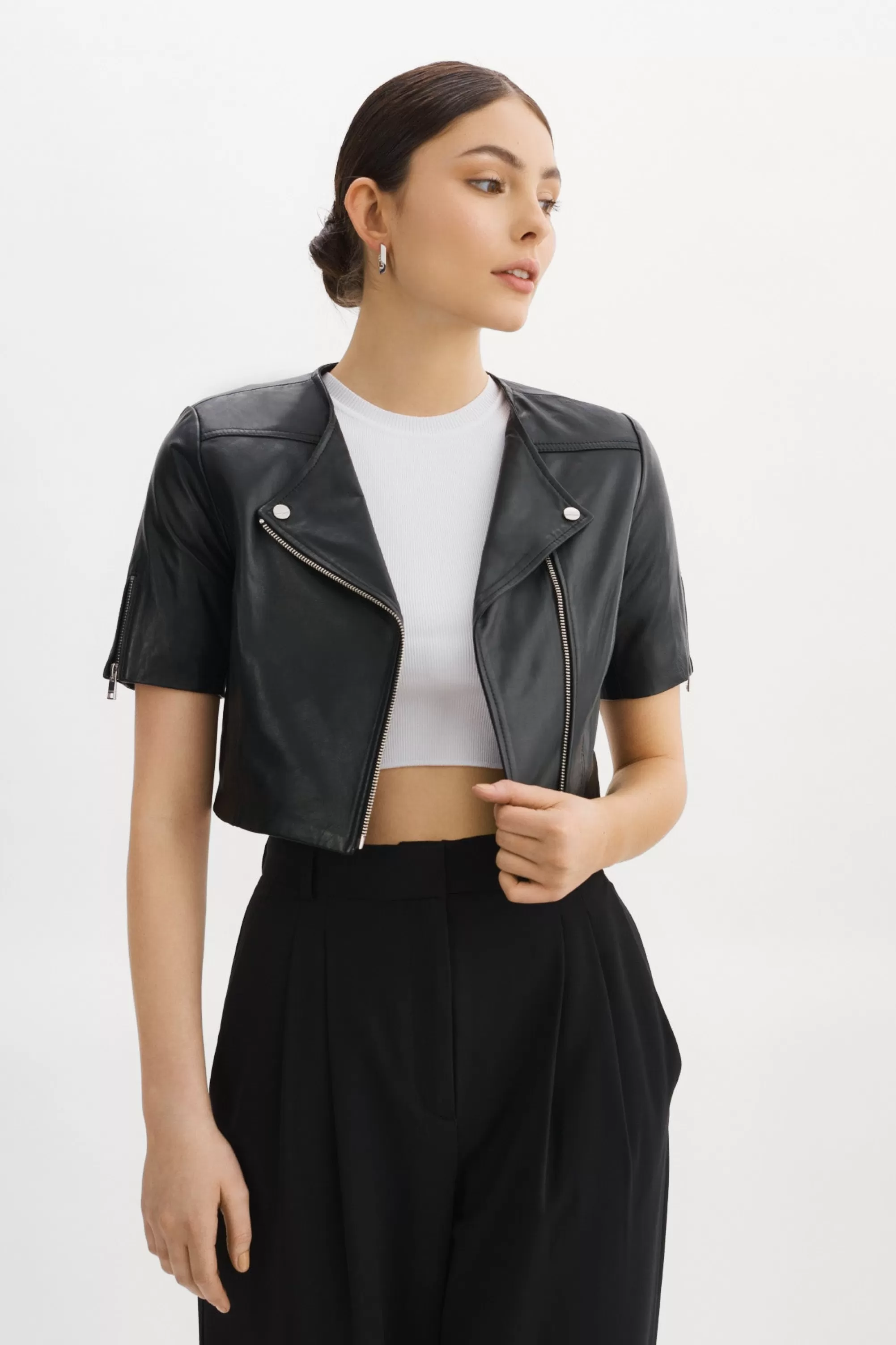 Hot LAMARQUE KIRSI | Cropped Biker Jacket Black