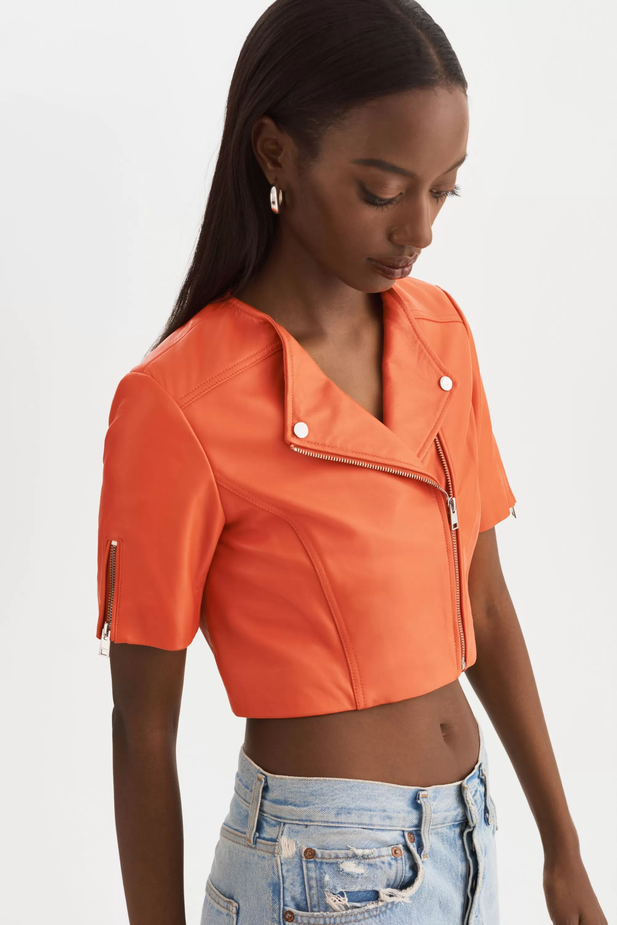 Store LAMARQUE KIRSI | Cropped Biker Jacket Spicy Orange