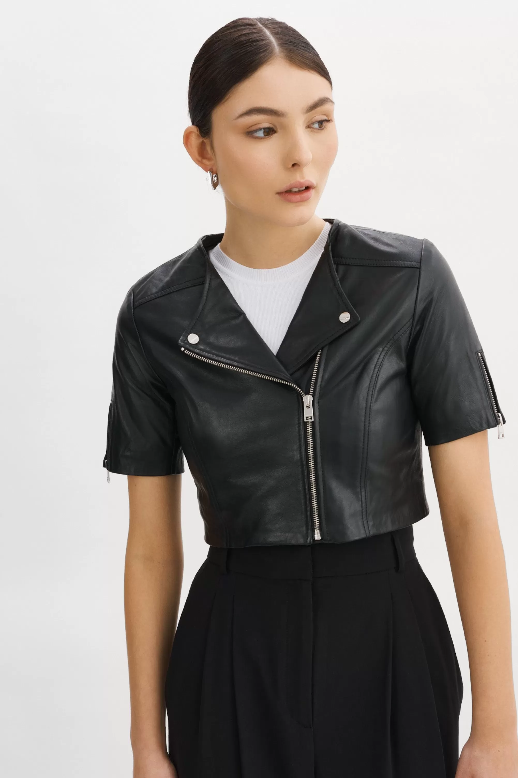 Hot LAMARQUE KIRSI | Cropped Biker Jacket Black