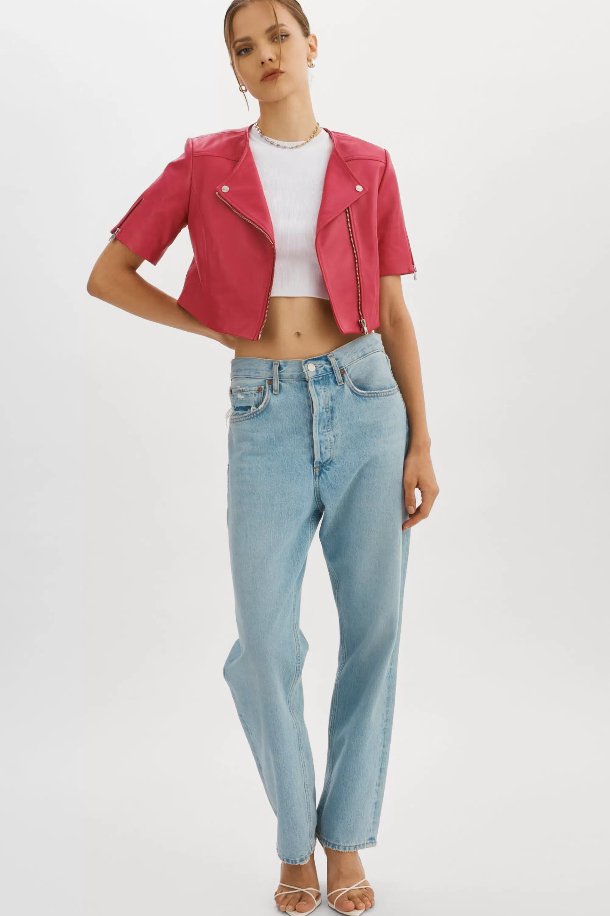 Store LAMARQUE KIRSI | Cropped Biker Jacket Berry