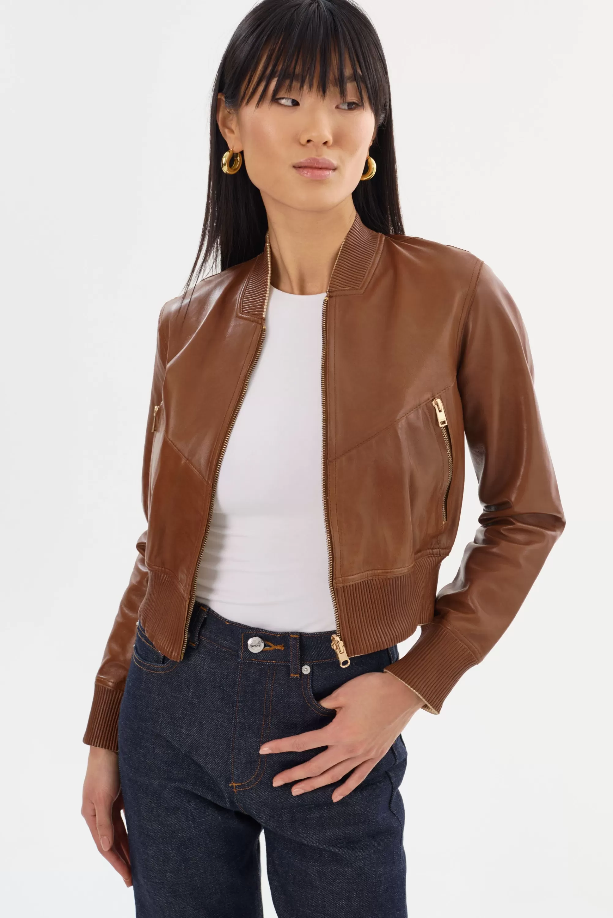 Cheap LAMARQUE KORDELLA | Reversible Leather Bomber Jacket Luggage/Gold