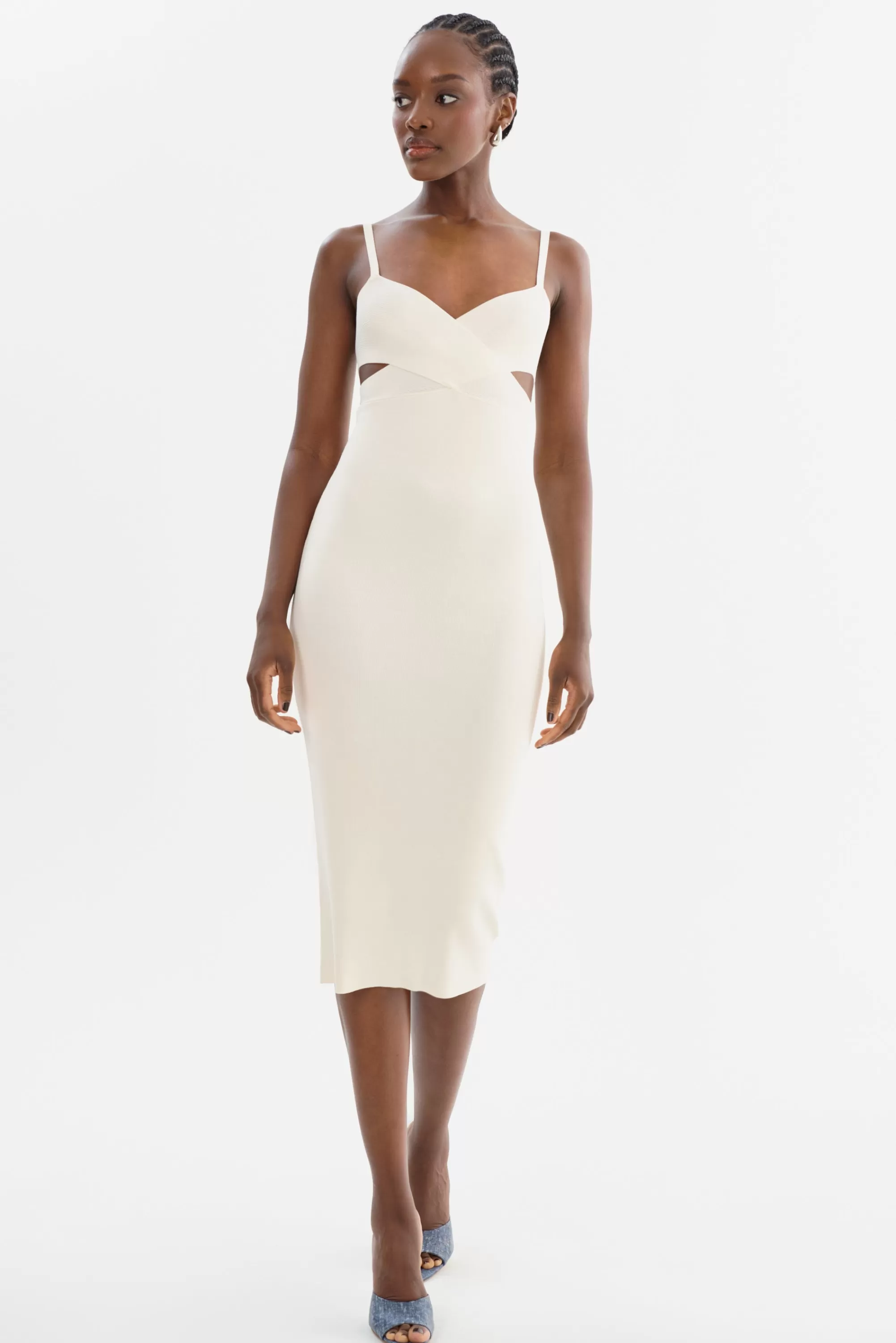 New LAMARQUE LIDIA | Midi Knit Dress Off White