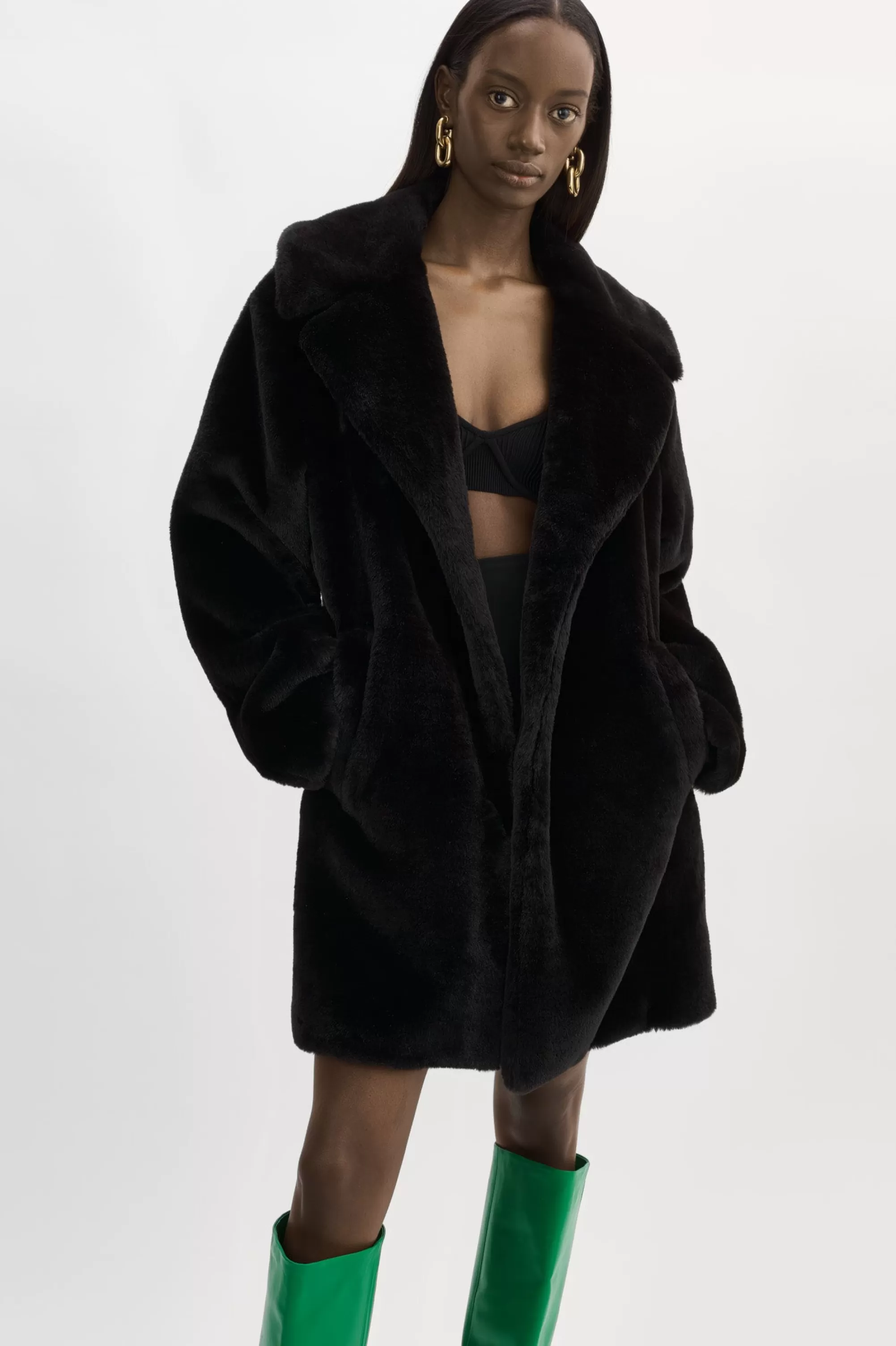 Cheap LAMARQUE LINNEA | Faux Fur Coat Black