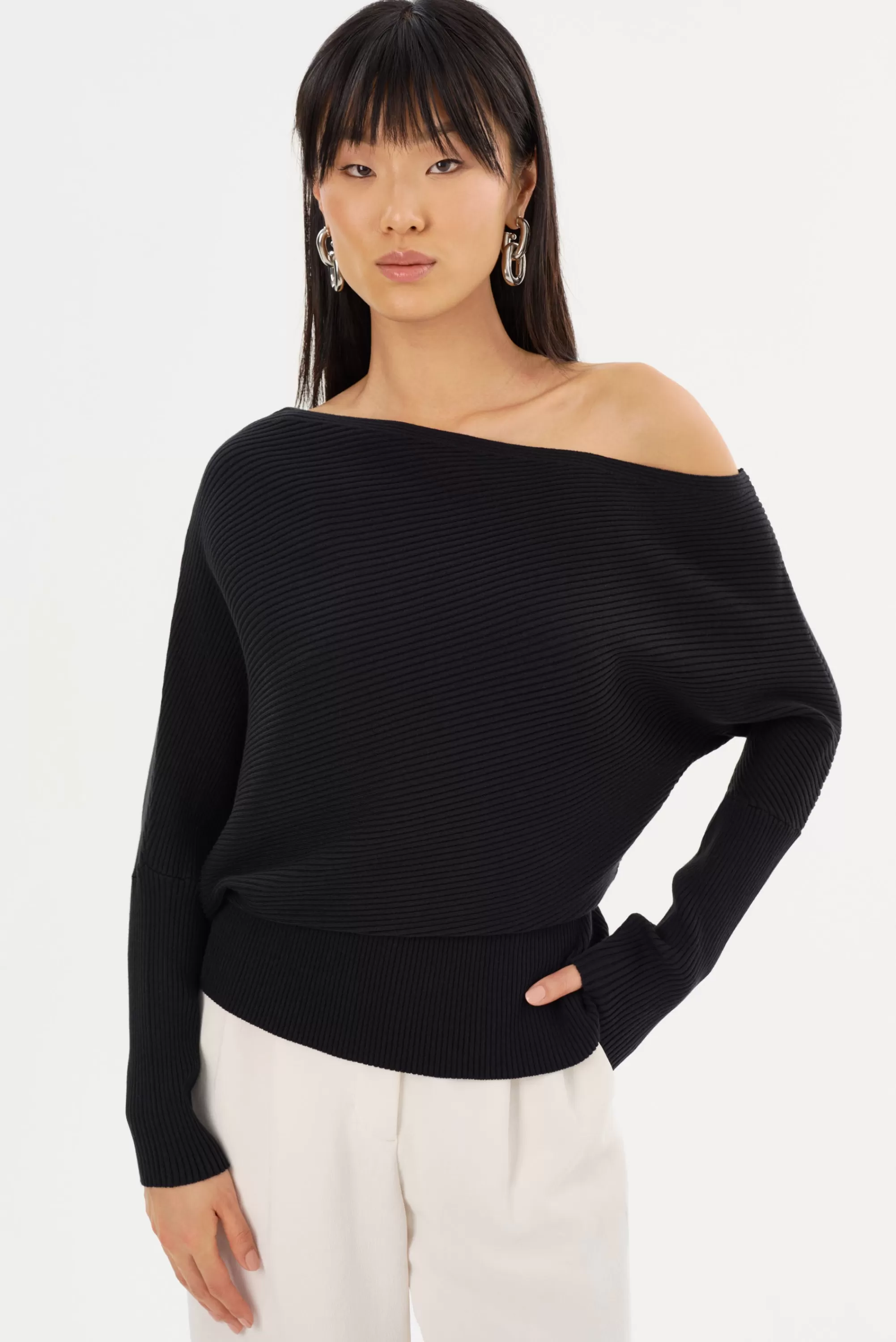 Online LAMARQUE LORRAINE | Knit Off Shoulder Top Black