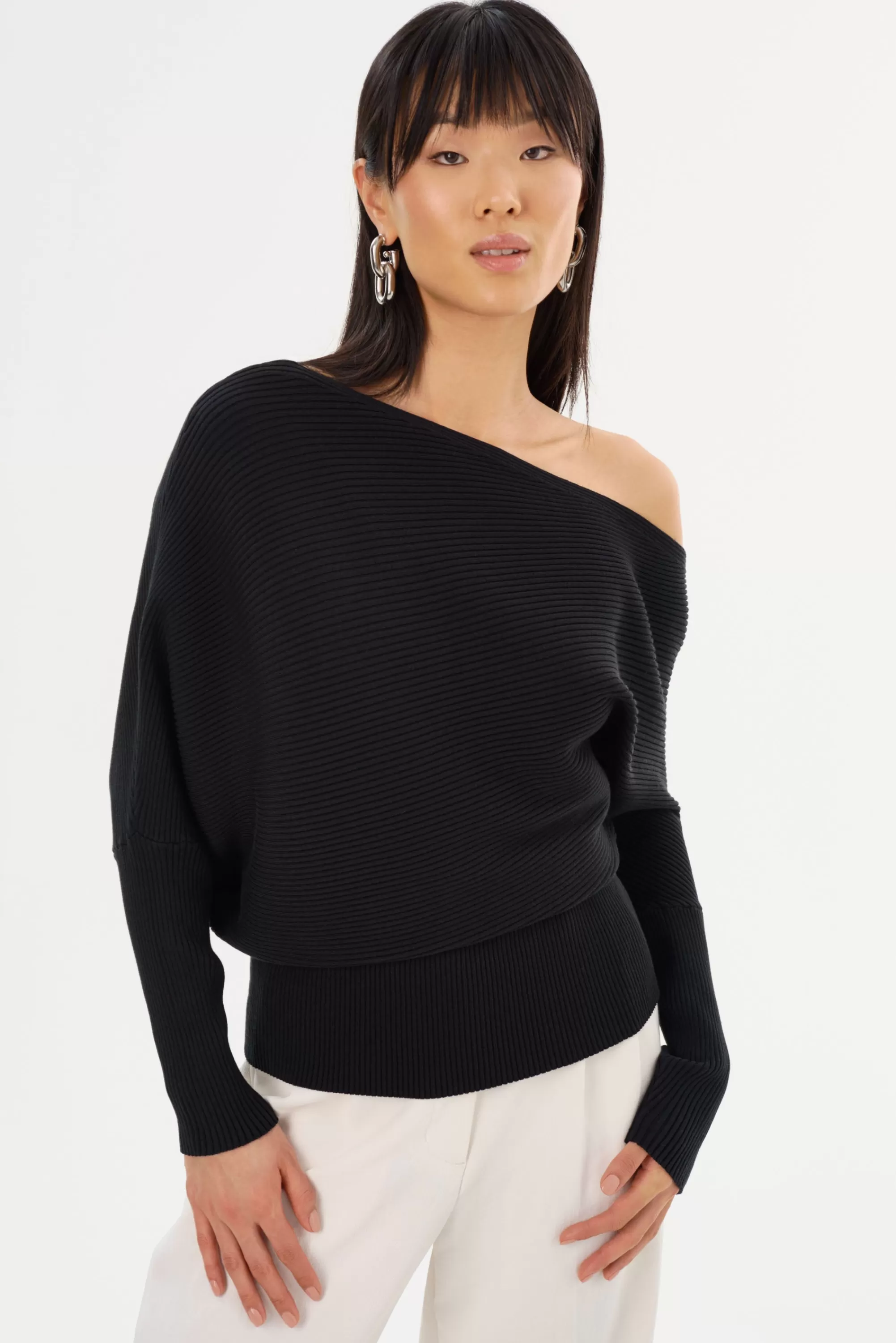 Online LAMARQUE LORRAINE | Knit Off Shoulder Top Black