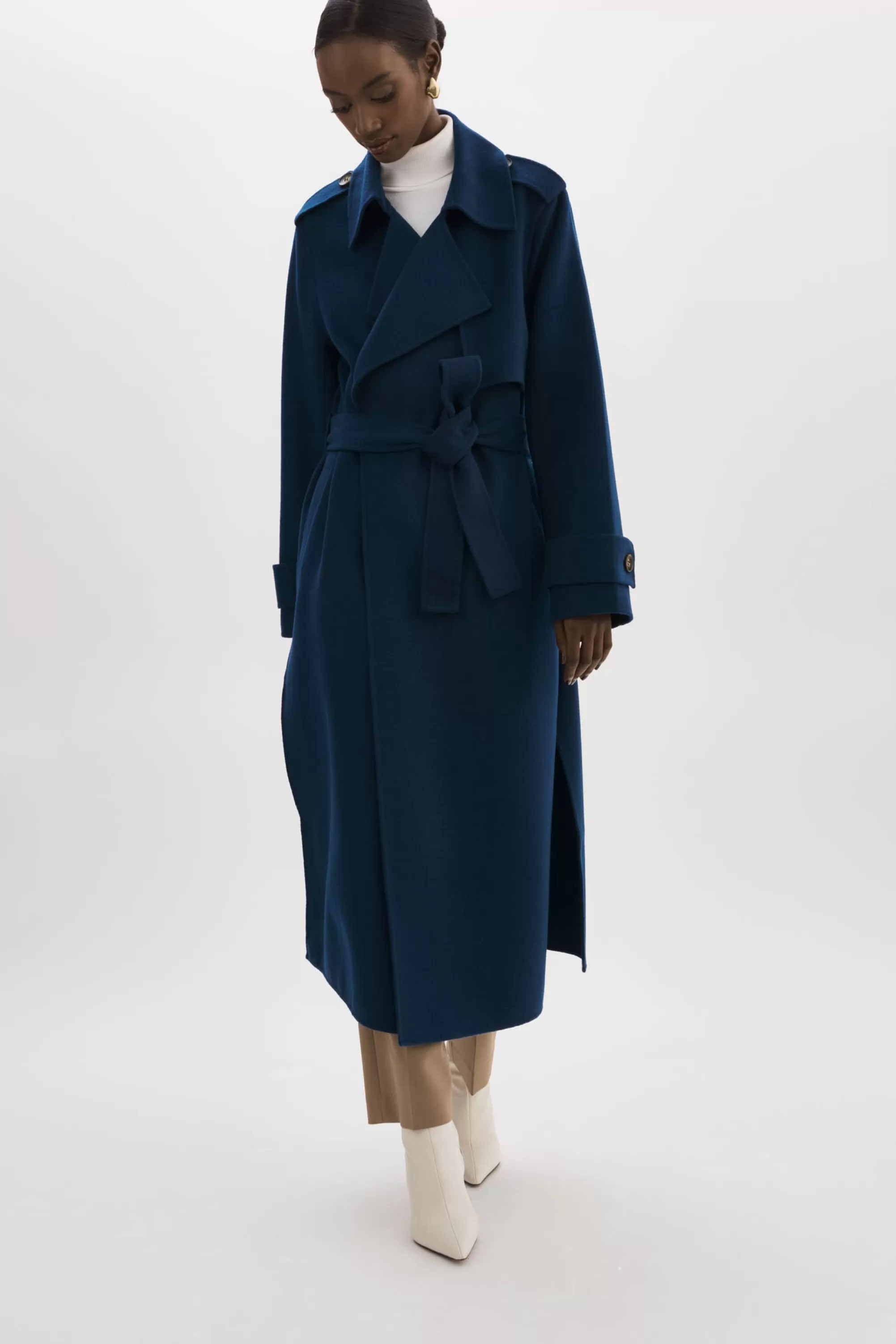 Hot LAMARQUE MARGARET | Wool Trench Coat Midnight Blue