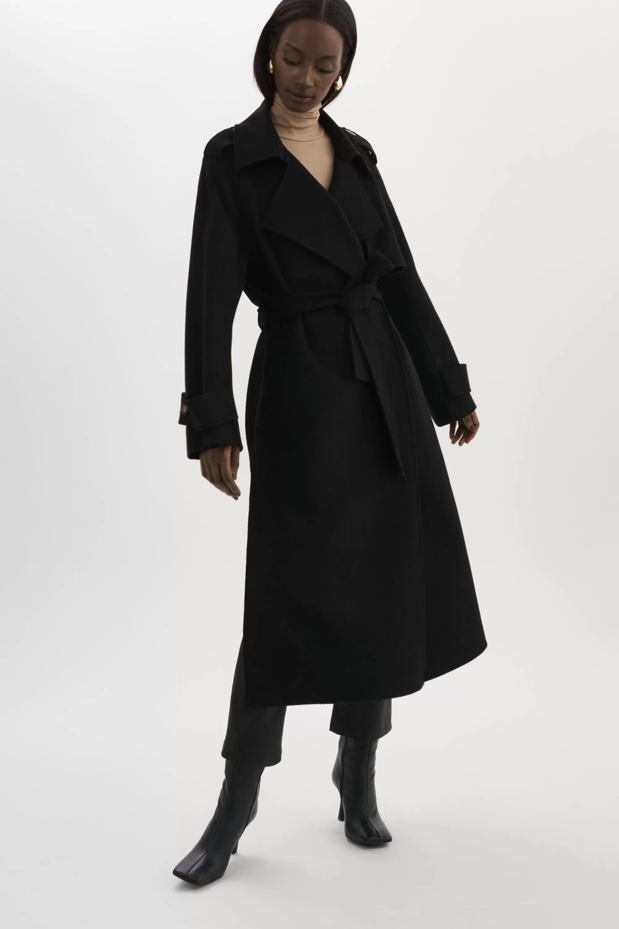 Shop LAMARQUE MARGARET | Wool Trench Coat Black