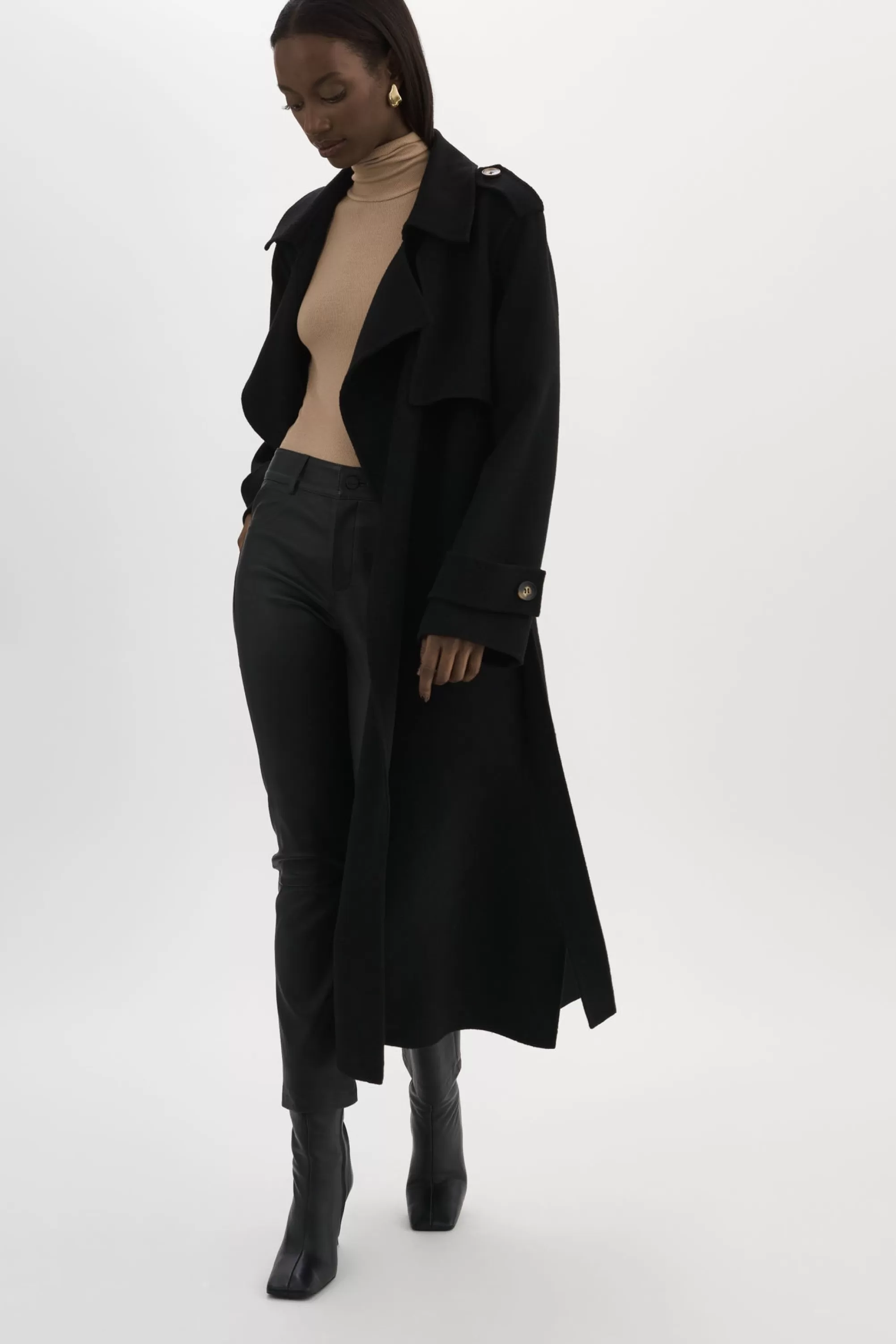 Shop LAMARQUE MARGARET | Wool Trench Coat Black