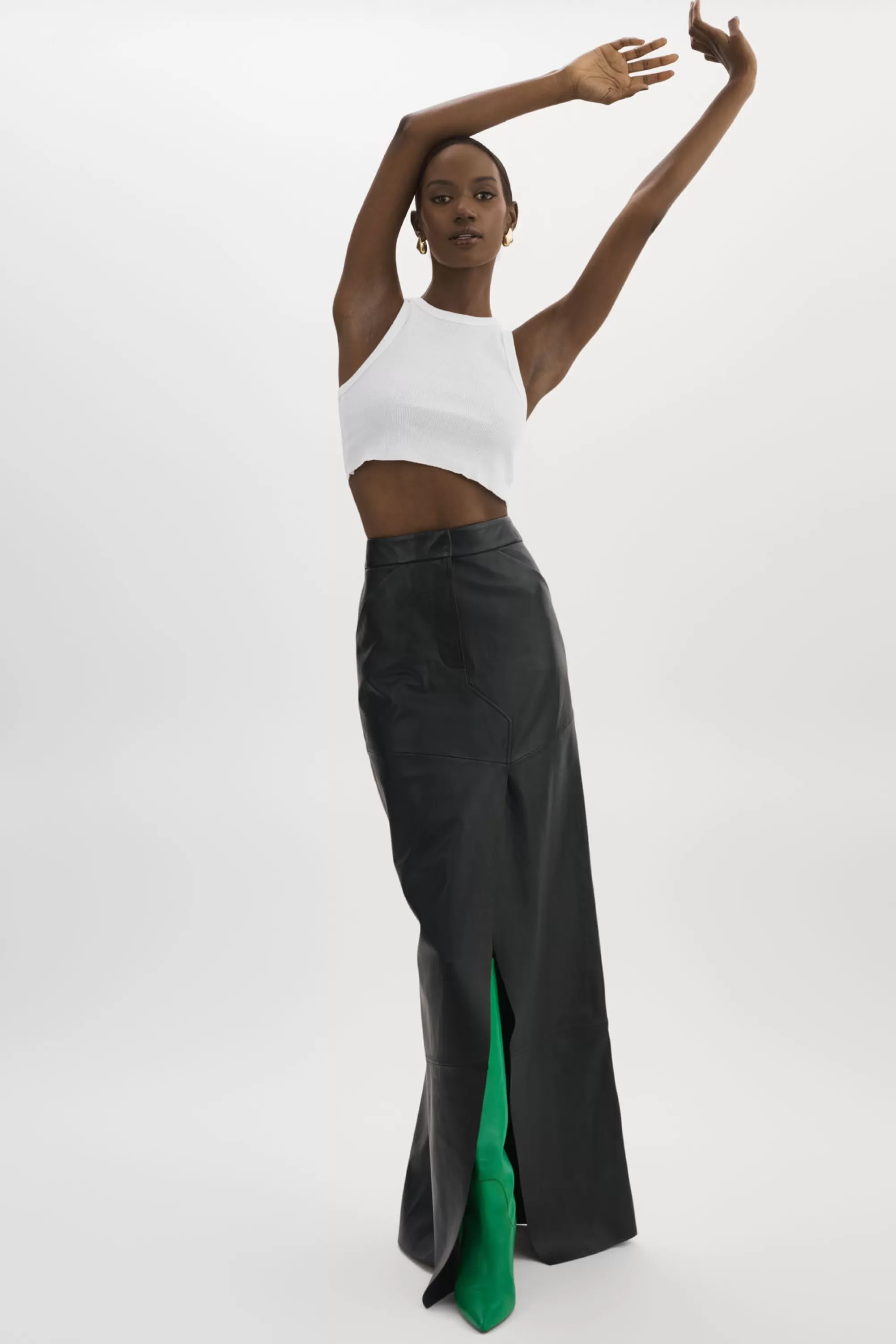 Shop LAMARQUE MARIETTE | Leather Maxi Skirt Black