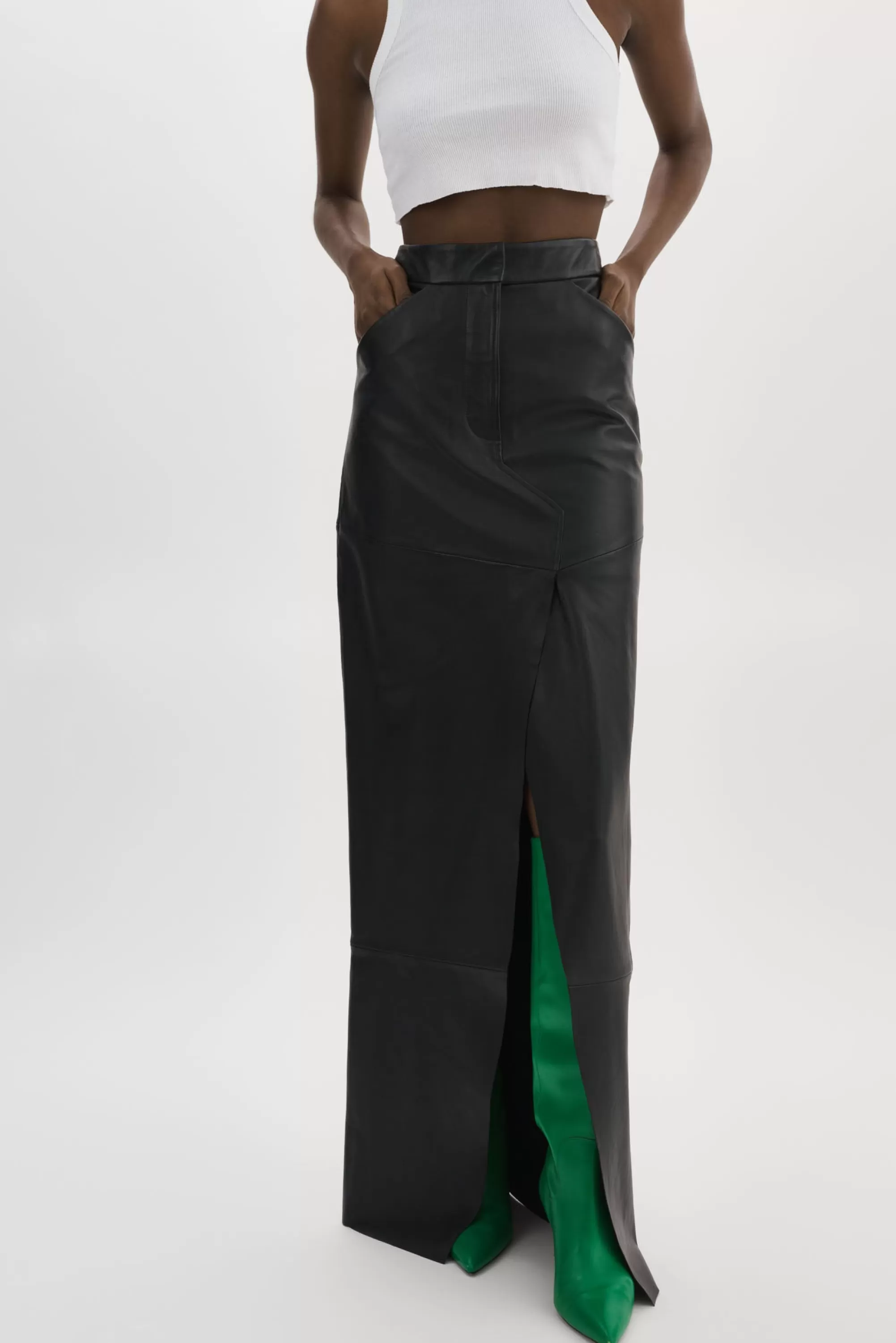 Shop LAMARQUE MARIETTE | Leather Maxi Skirt Black