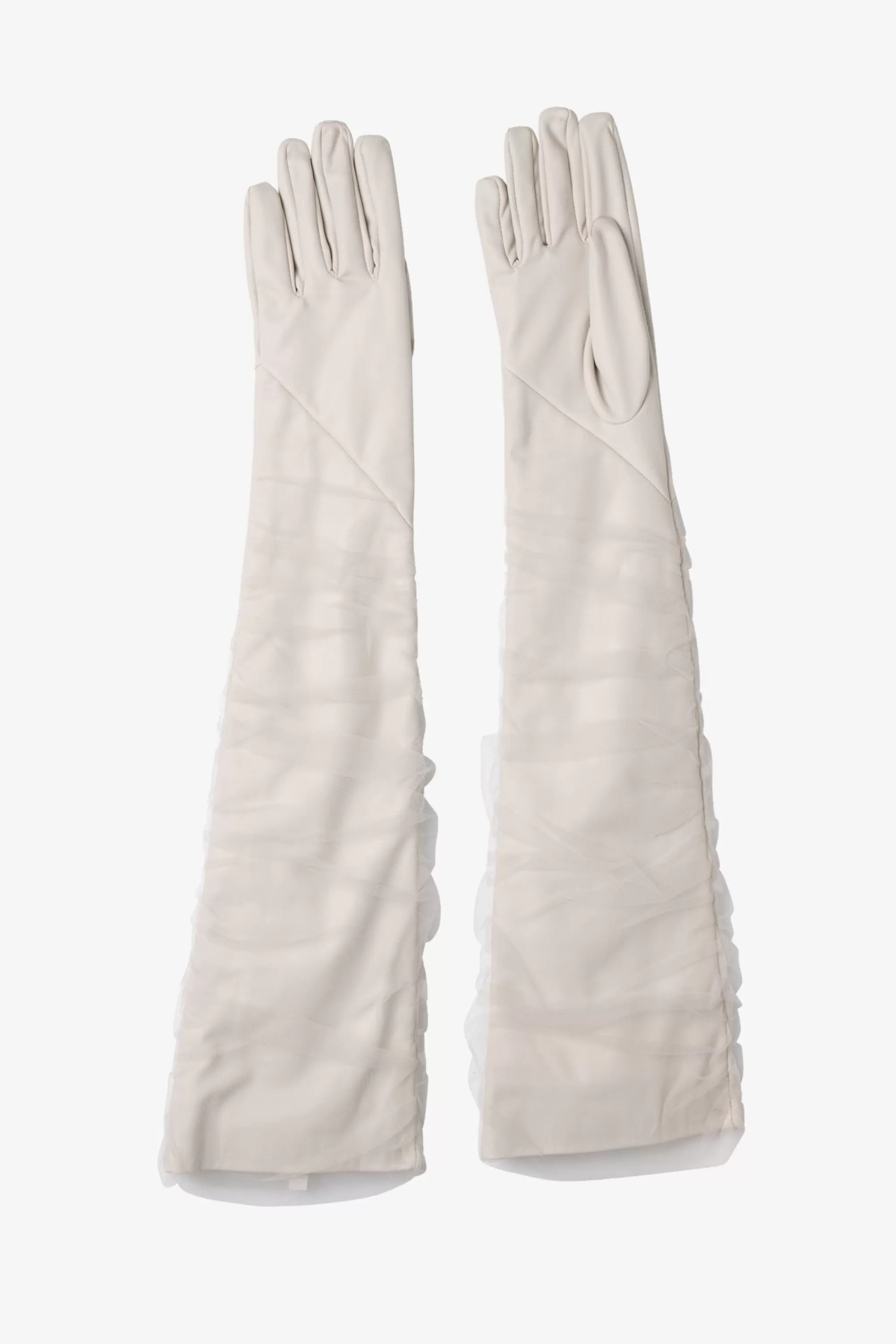 Best Sale LAMARQUE MARILYN | Faux Leather And Tulle Gloves Bone